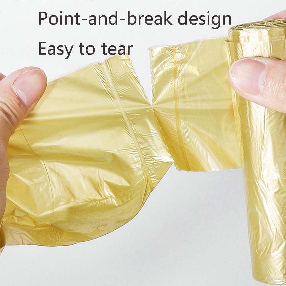 Premium Trash Bags - Heavy Duty Disposable Garbage Bags for Kitchen, Dorm & Office | 5 Rolls Gold Vest-Style Can Liners | Leakproof & Odor Control for Waste Bins, Trash Cans & Recycling Stations