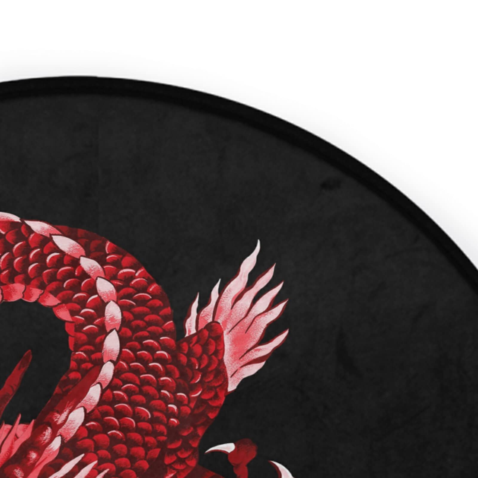 ALAZA Japanese Dragon Black Round Area Rug - 3' Diameter (92 cm) - Non-Slip Floor Mat for Living Room, Bedroom, Dorm | Traditional Asian Home Decor & Meditation Space Accent