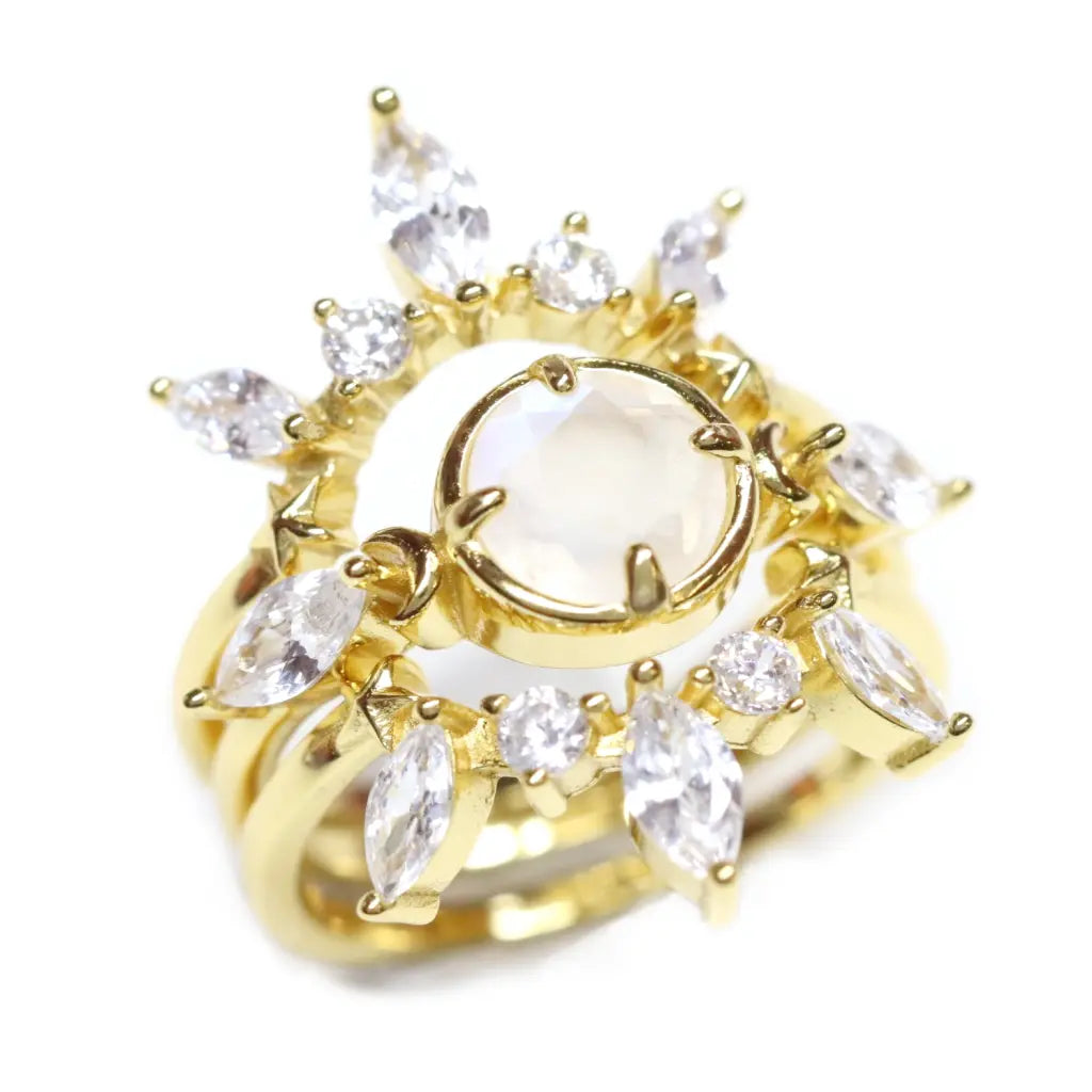 Soleil Ring Stack - Dainty Gold & Silver Stackable Rings for Women - Perfect for Layering, Everyday Wear & Special Occasions