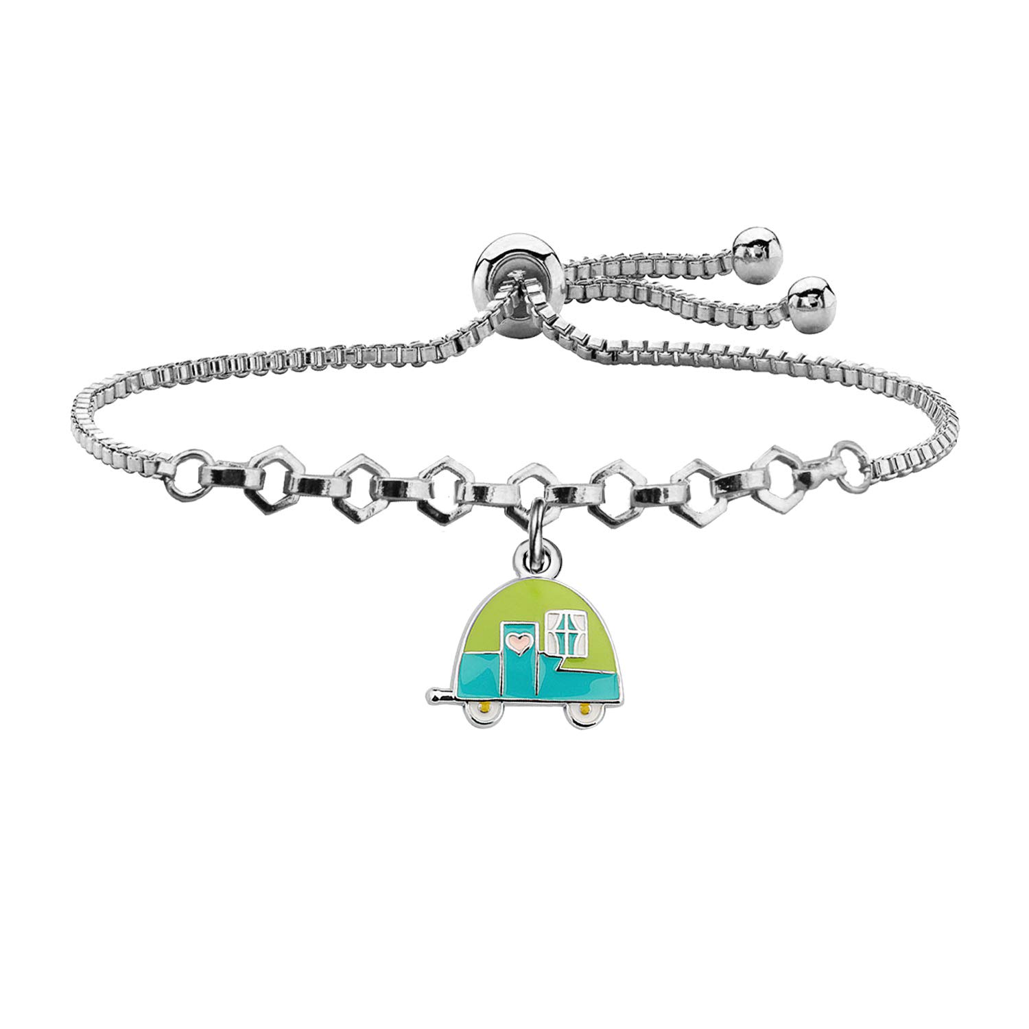 FUSTMW Travel Camper Bracelet - Stylish Camping Charm Bangle for Women, RV Travel Trailer Jewelry Gift, Perfect for Outdoor Adventures and Best Friend Gifts