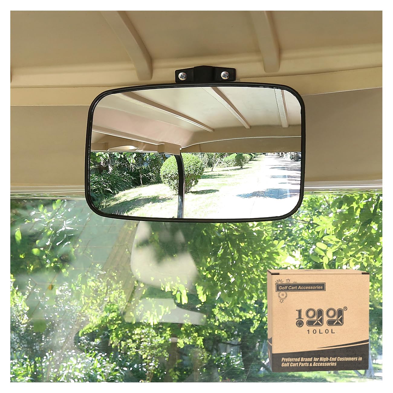 10L0L Universal Adjustable Golf Cart Rear View Mirror - Fits EZGO, Yamaha & Club Car - Wide Angle Convex Design for Enhanced Safety on Golf Courses & Neighborhood Streets