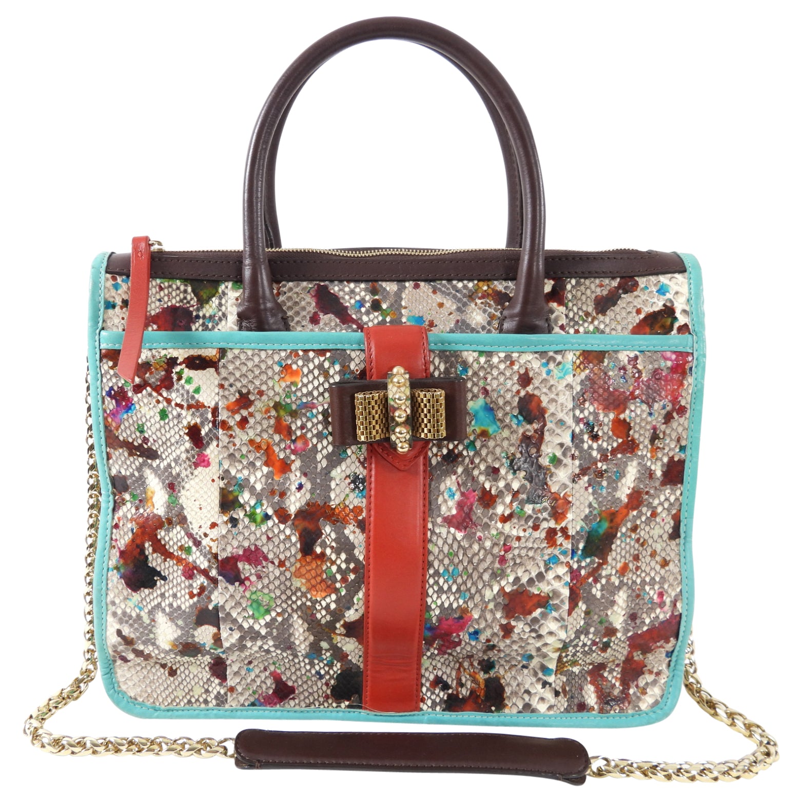 Christian Louboutin Multi-Color Python Two-Way Tote Bag - Luxury Designer Handbag for Women | Perfect for Work, Travel & Evening Events