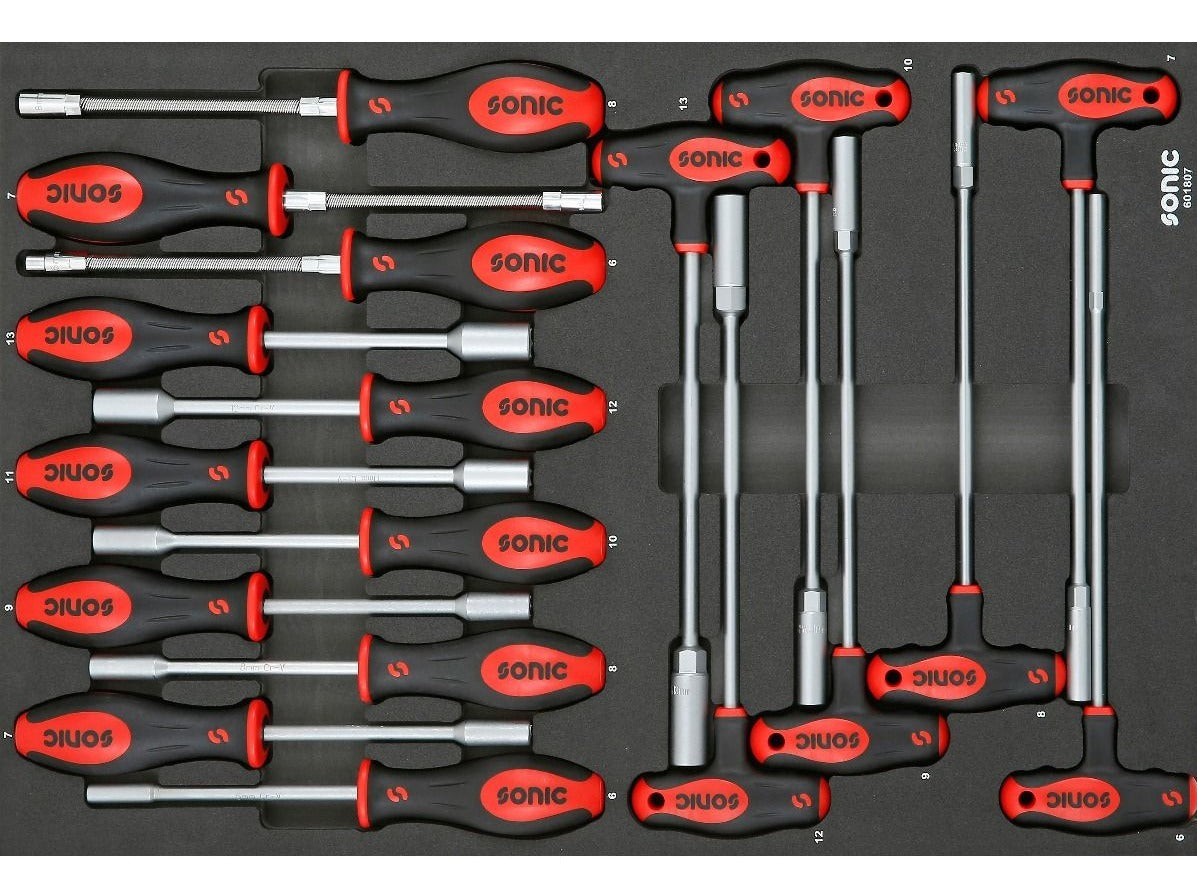 18-Piece Sonic Foam System Socket Screwdriver Hex & Grips Key Set - Medium (26) - Perfect for Automotive Repairs, DIY Projects, and Home Maintenance