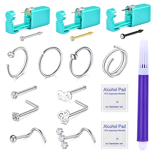 style3-3PCS nose guns& 20g nose rings