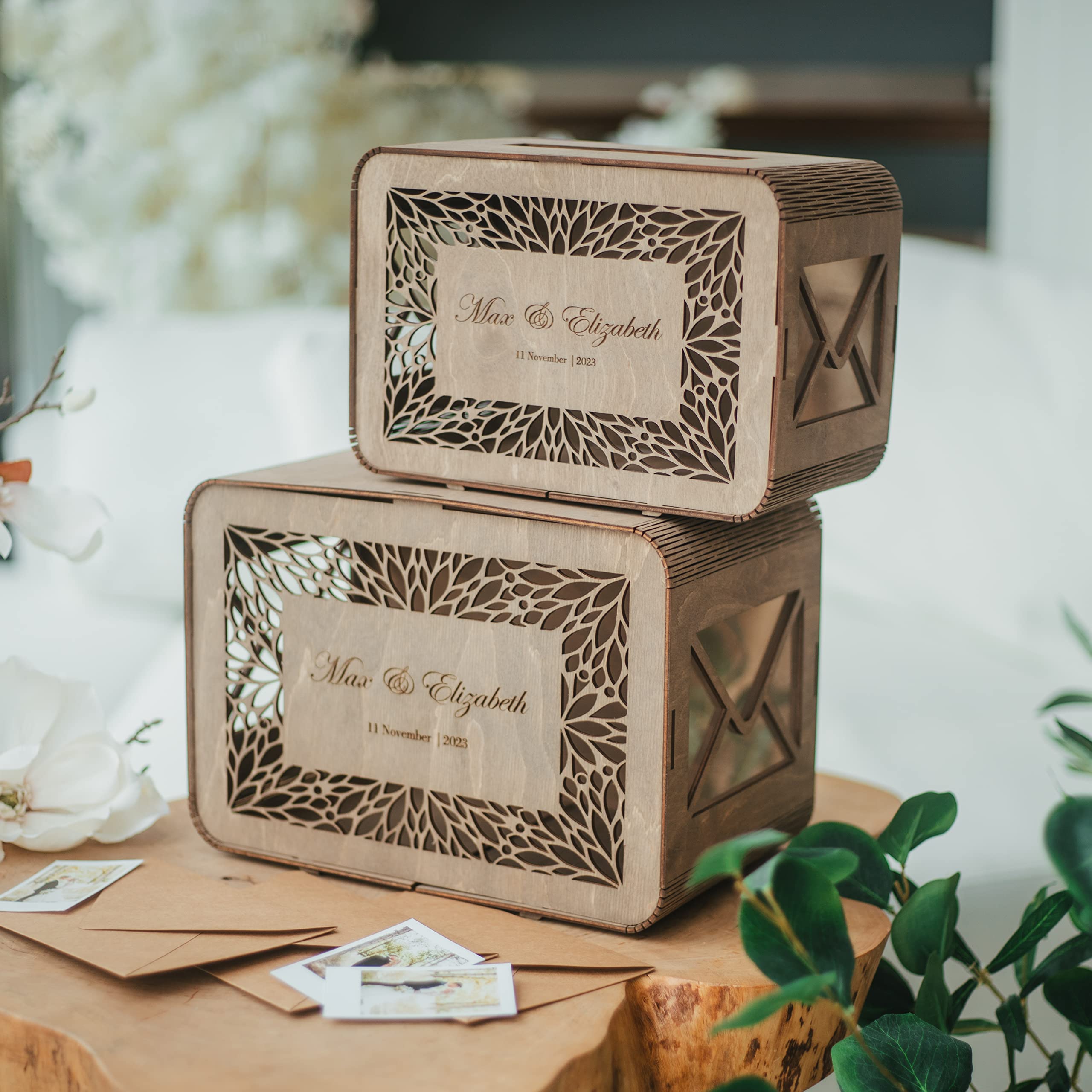Handcrafted Wooden Envelope Keepsake Box - Personalized Wedding Card Holder & Gift Box for Bridal Shower, Anniversary, or Special Occasion Decor