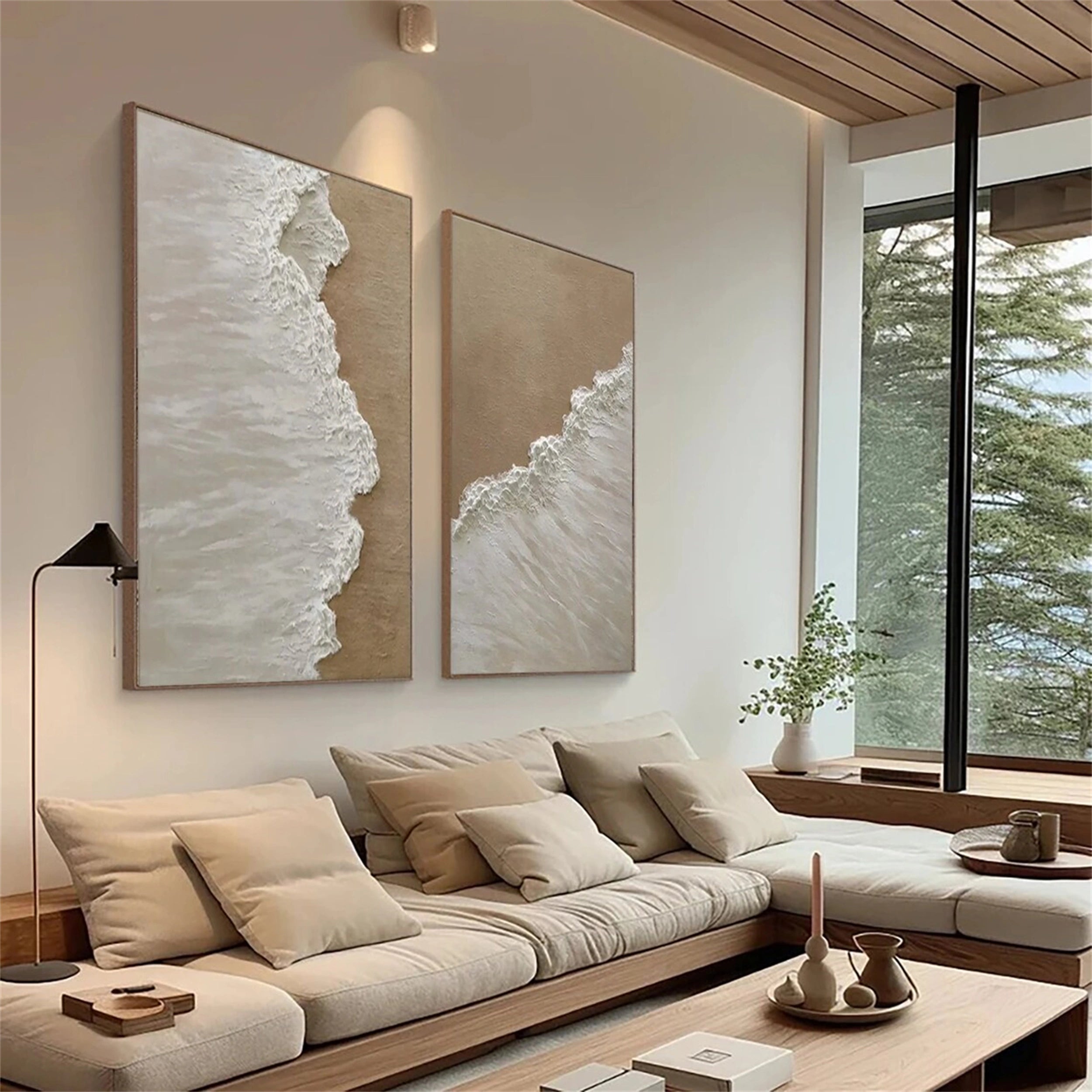 Ocean and Sky Painting Set of 2 - Beautiful Wall Art for Living Room & Bedroom Decor - #OS109 | Coastal Landscape Artwork for Home & Office