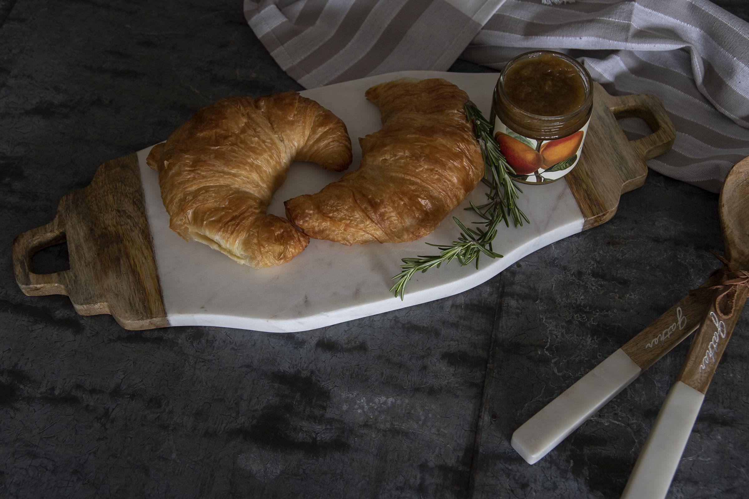 Premium White Marble & Wood Cutting Board - 20