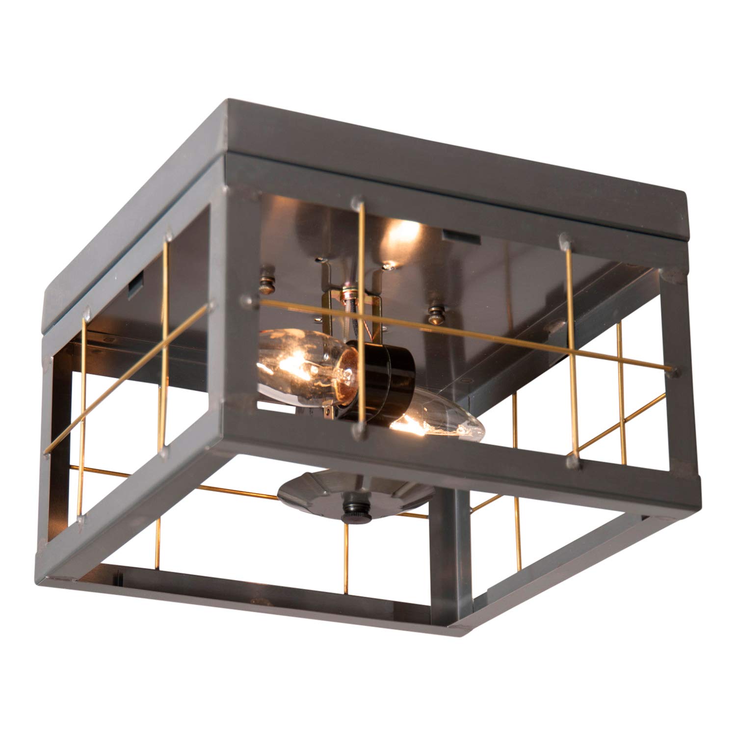 Modern Double Ceiling Light with Brass Bars - Farmhouse Style Chandelier for Dining Room, Bedroom, or Living Room Lighting