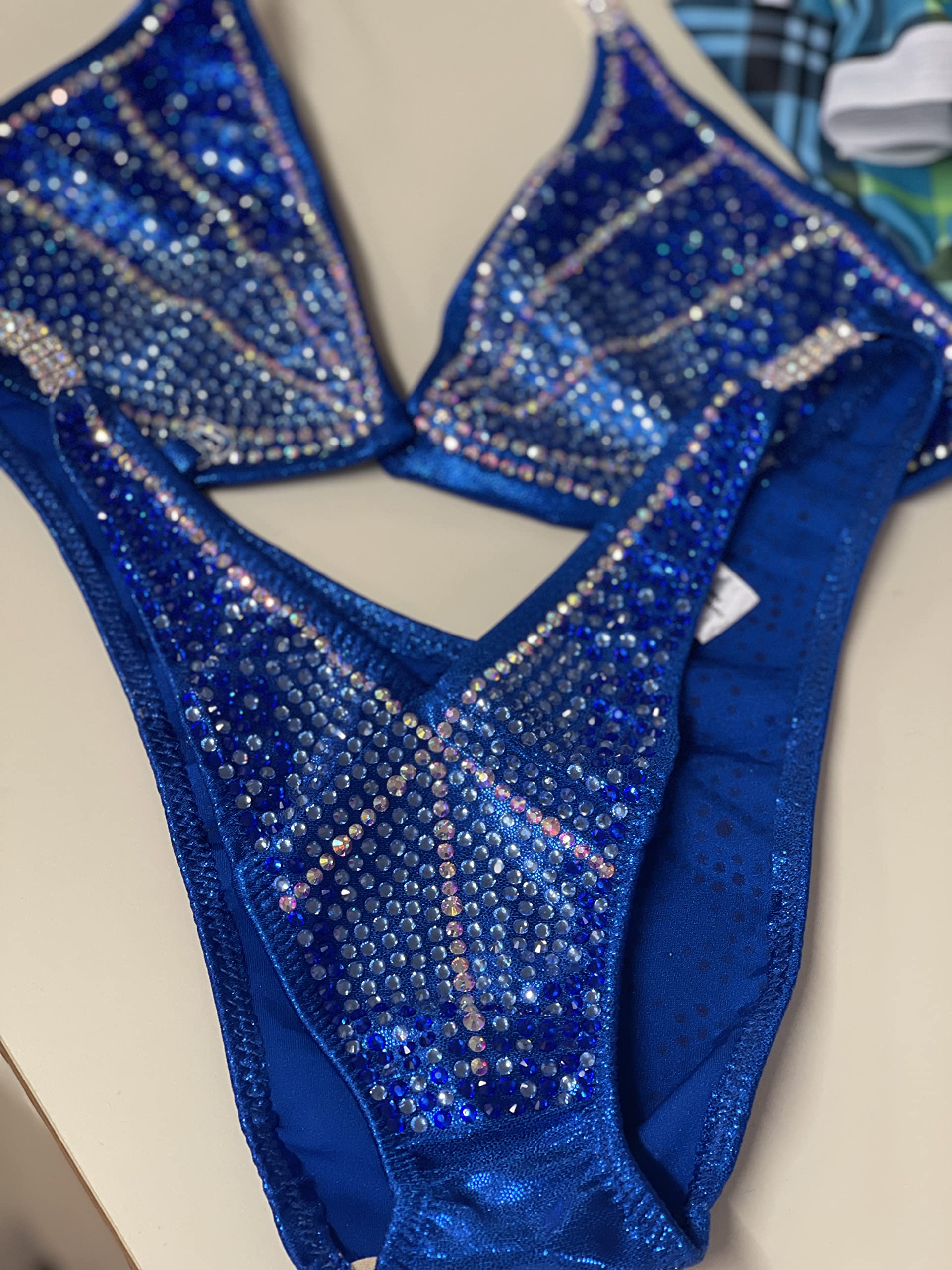 Blue Ombre Figure Competition Bikini - Physique Posing Suit for Women (XS Hips 28