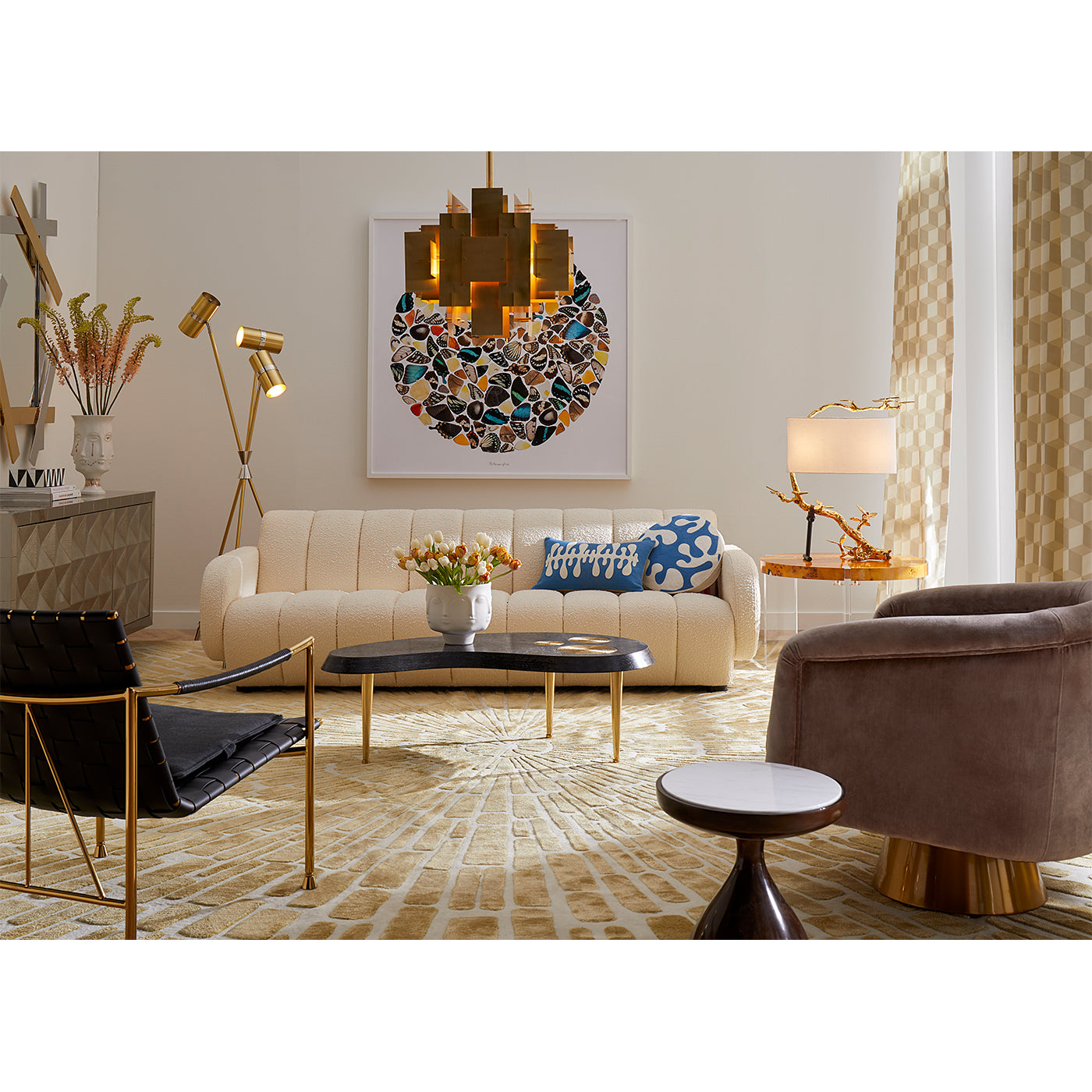 Sunburst Hand Knotted Rug - Premium Bohemian Style Area Rug for Living Room, Bedroom & Dining Room - Soft & Durable Home Decor