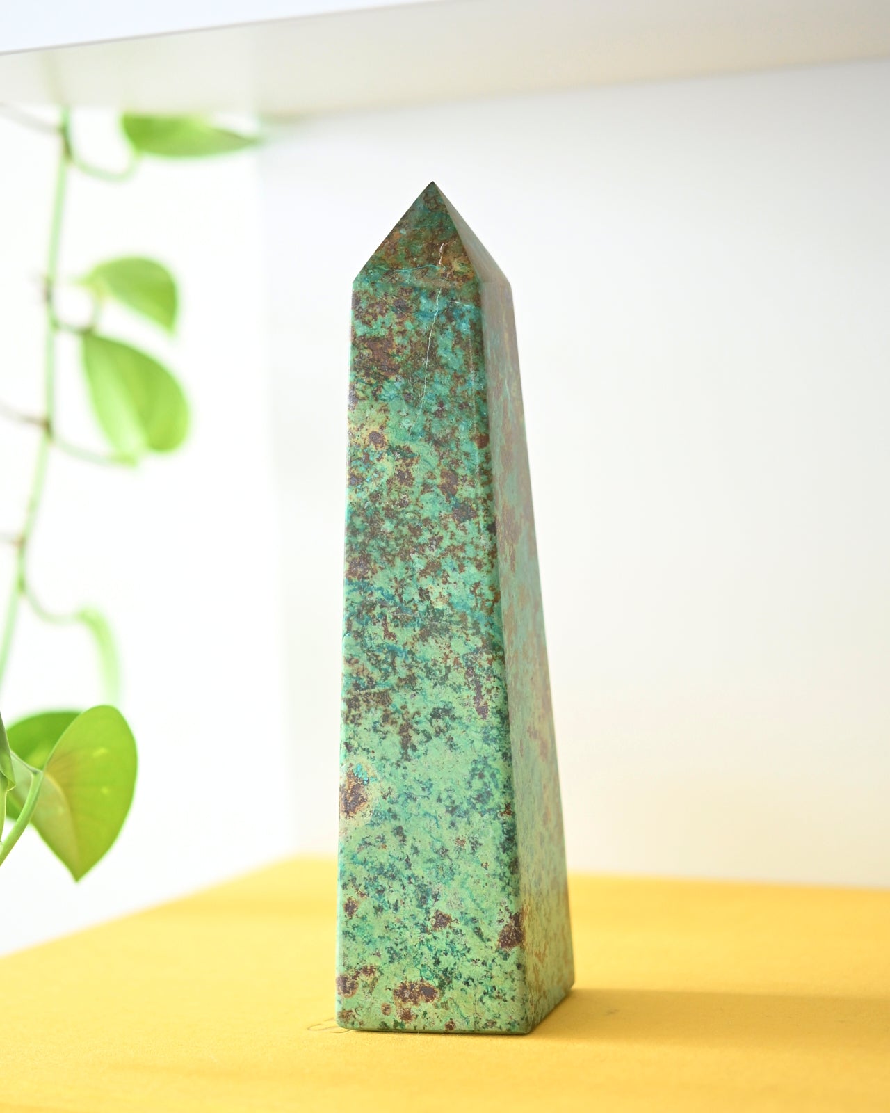 Chrysocolla Obelisk 8 Inch - Natural Healing Crystal Tower for Meditation, Reiki & Home Decor | Perfect for Spiritual Healing, Energy Work & Feng Shui