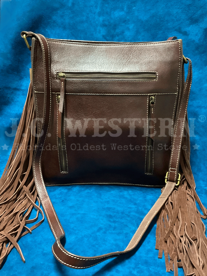 Ariat Women's Victoria Collection Messenger Bag - Brown Leather Crossbody Purse for Work, Travel & Everyday Use