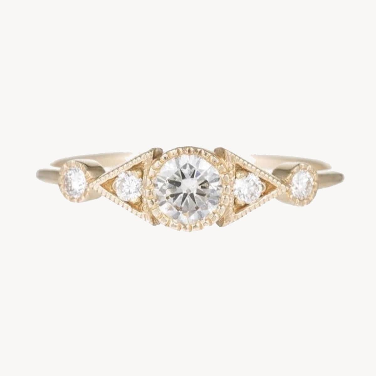 Diamond Duo Deco Spear Ring - Elegant 14K Gold Stackable Band for Women | Perfect for Weddings, Anniversaries & Everyday Luxury Jewelry