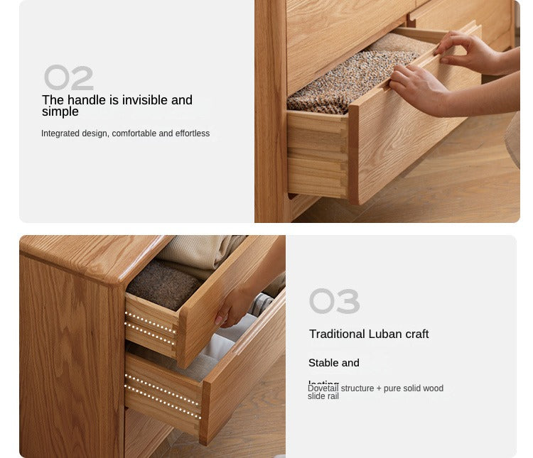 Solid Oak Wood Seattle Wide Chest of Drawers - 6-Drawer Dresser for Bedroom Storage & Organization | Perfect for Home, Office, or Dorm Room Furniture