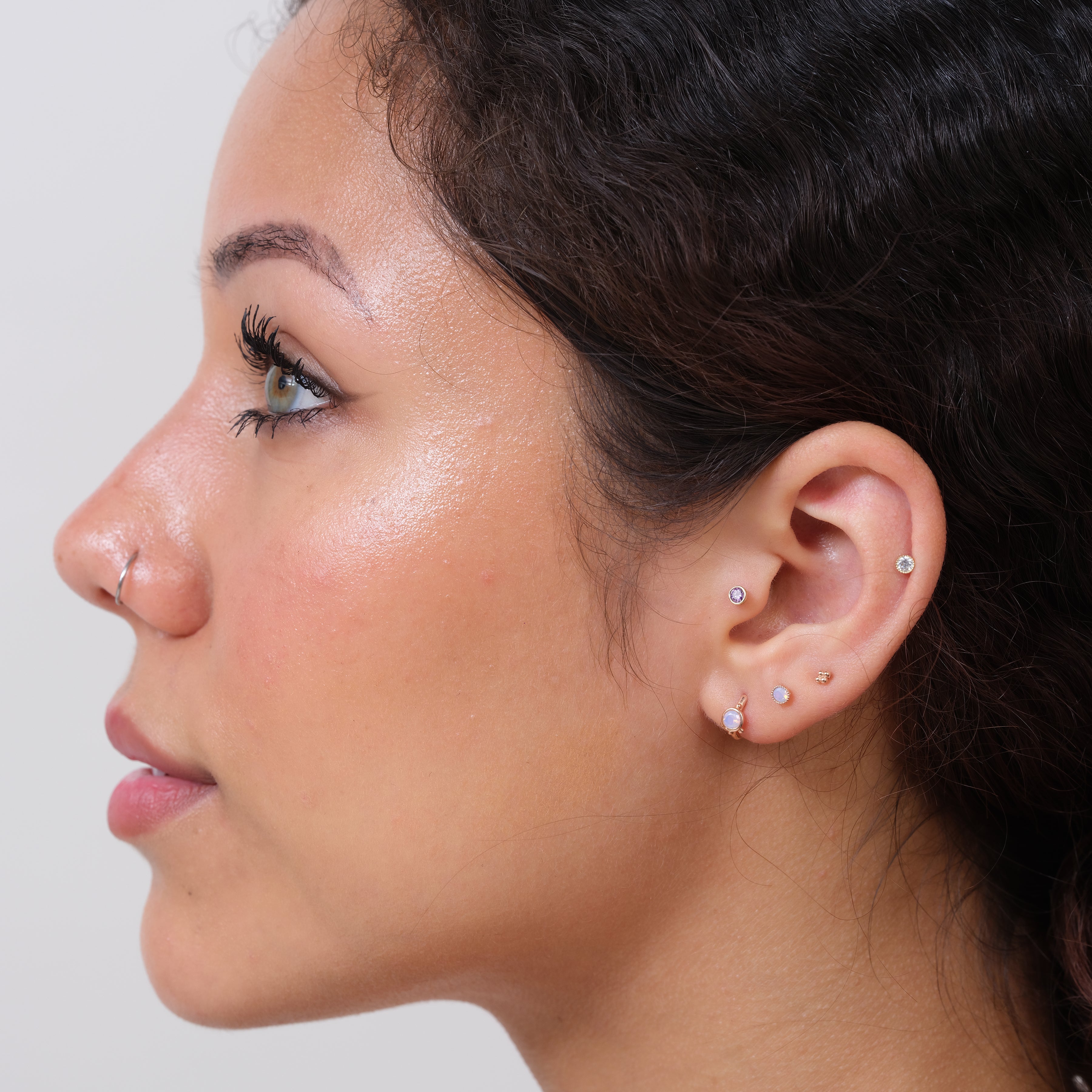 14k Rose Gold Pink Opal Huggie Earrings | Dainty Hoop Earrings for Women | Perfect for Everyday Wear, Date Nights & Gifts