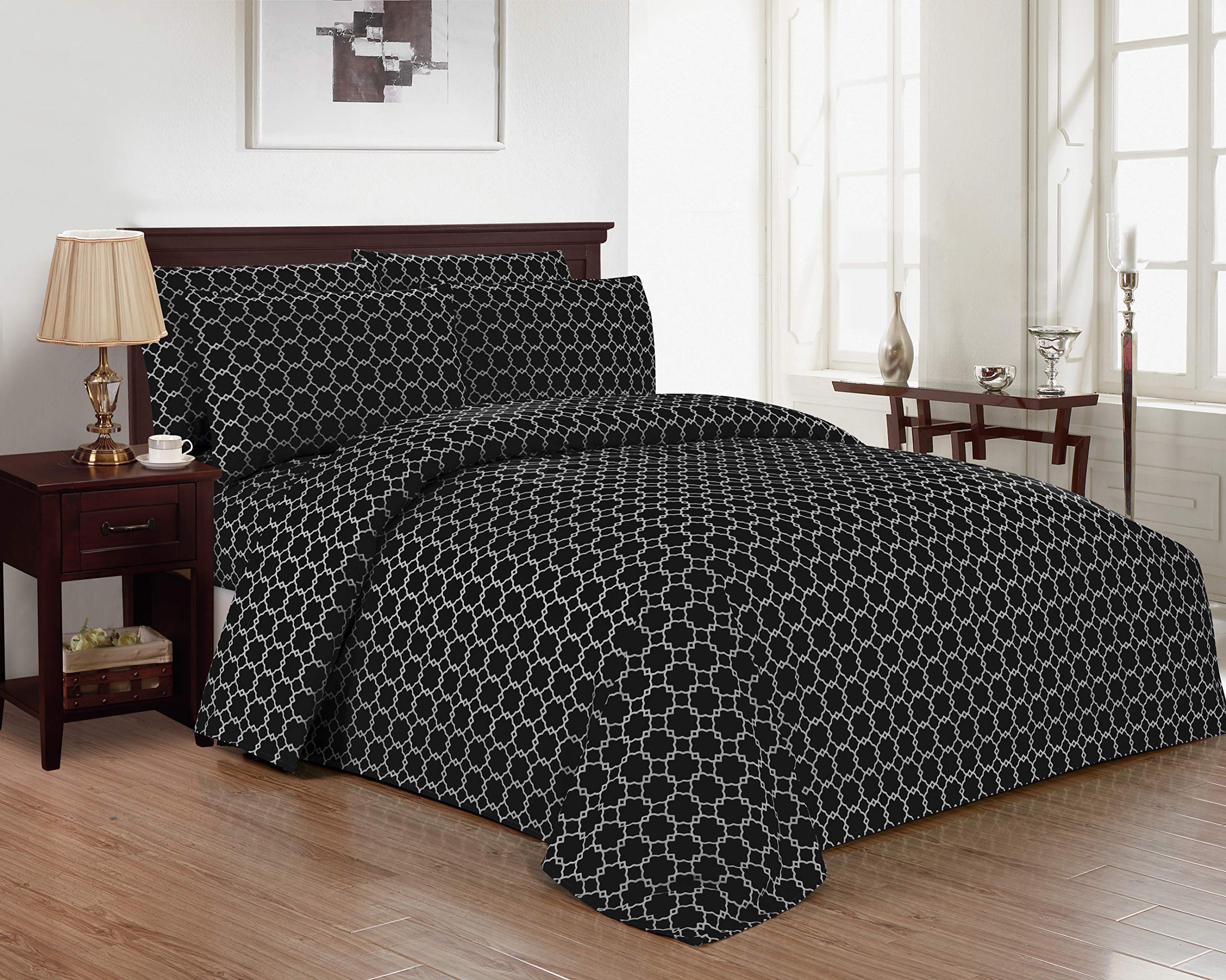 Kensie Calvin Luxury Bed Sheets Set - Soft & Breathable Full/Queen/King Size - Black Bedding for Comfortable Sleep - Perfect for Master Bedroom, Guest Room & Hotel Use