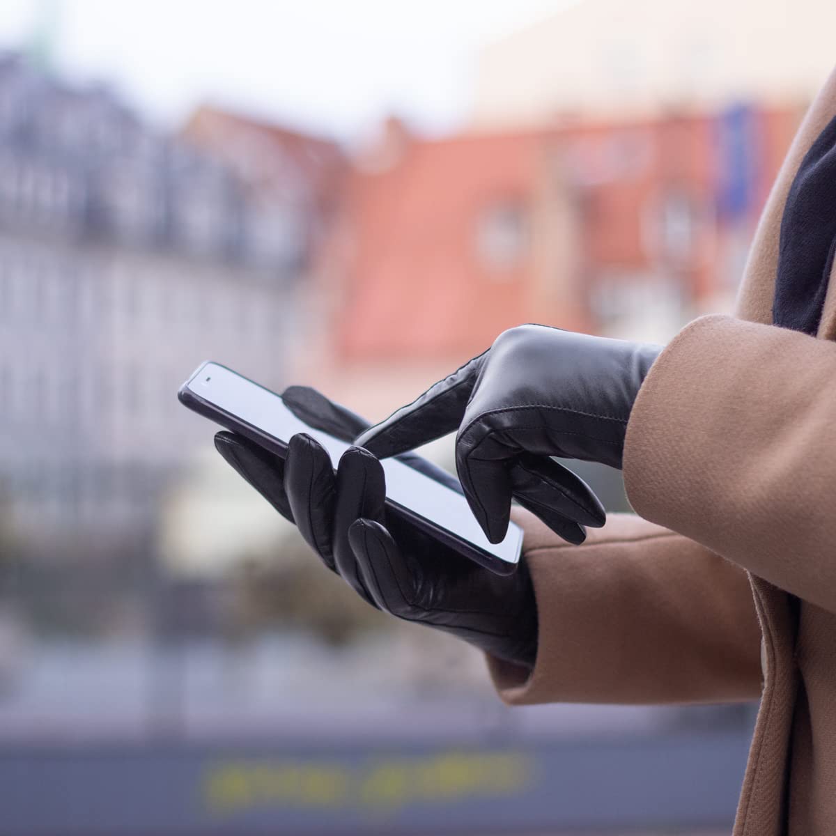 Downholme Vegan Leather Gloves for Women - Soft Faux Leather Winter Gloves, Touchscreen Compatible, Warm & Stylish - Perfect for Driving, Outdoor Activities & Cold Weather Fashion
