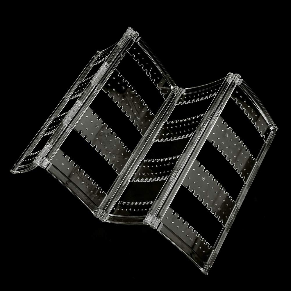 Foldable 4-Panel Jewelry Display Stand - Transparent Earring Organizer & Storage Rack for Ear Studs, Perfect for Boutique, Craft Shows and Home Decor (Transparent)