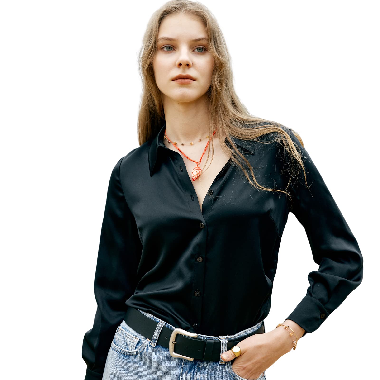 Luxury Mulberry Silk Blouse for Women - Elegant Button Down Shirt for Spring & Summer | Office Wear, Date Night & Special Occasions