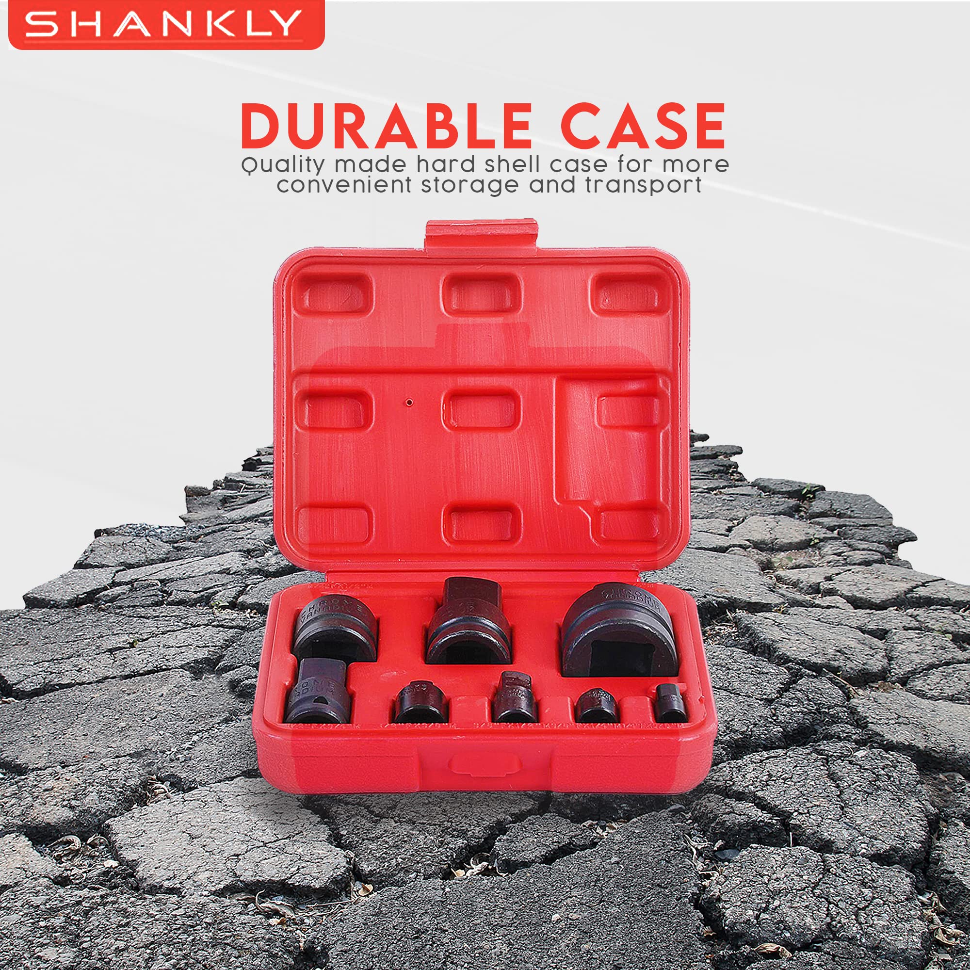 8-Piece Impact Socket and Adapter Set - 1/2