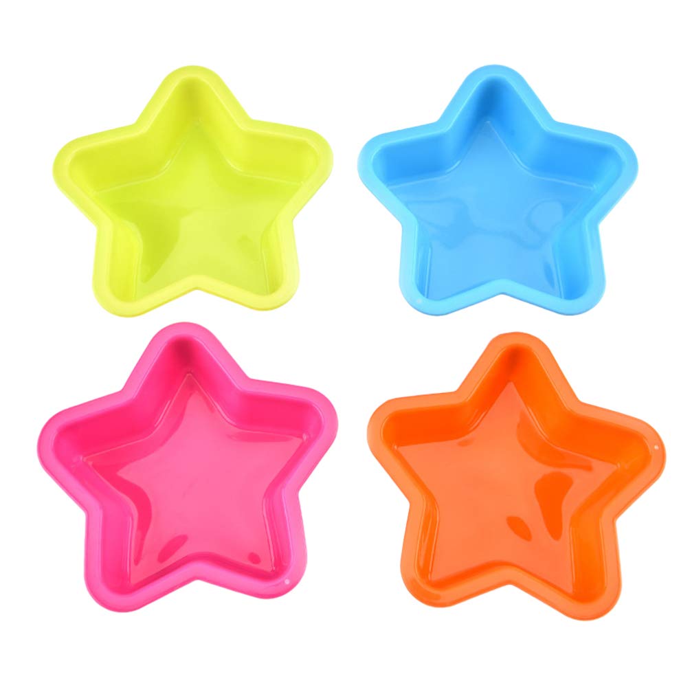 Hemoton 4-Piece Star-Shaped Baking Mold Set - Non-Stick Five-Pointed Star Cake & Cupcake Liners - Premium Baking Tools for Home Kitchen - Perfect for Birthday Parties, Christmas Desserts & Holiday Baking