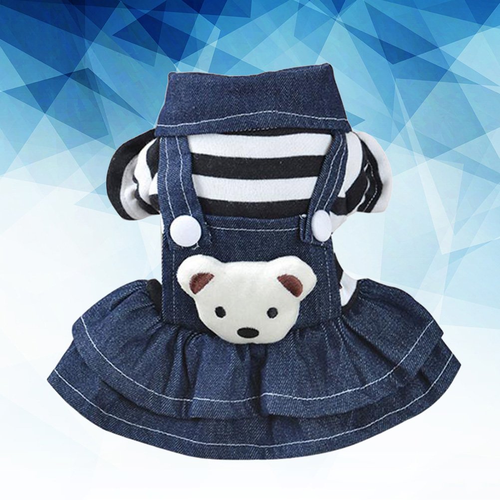 ULTECHNOVO Denim Dog Dress with Lace - Spring Summer Puppy Clothes, Harness & Overalls for Small Dogs | Cute Pet Apparel for Outdoors, Parties & Photo Shoots
