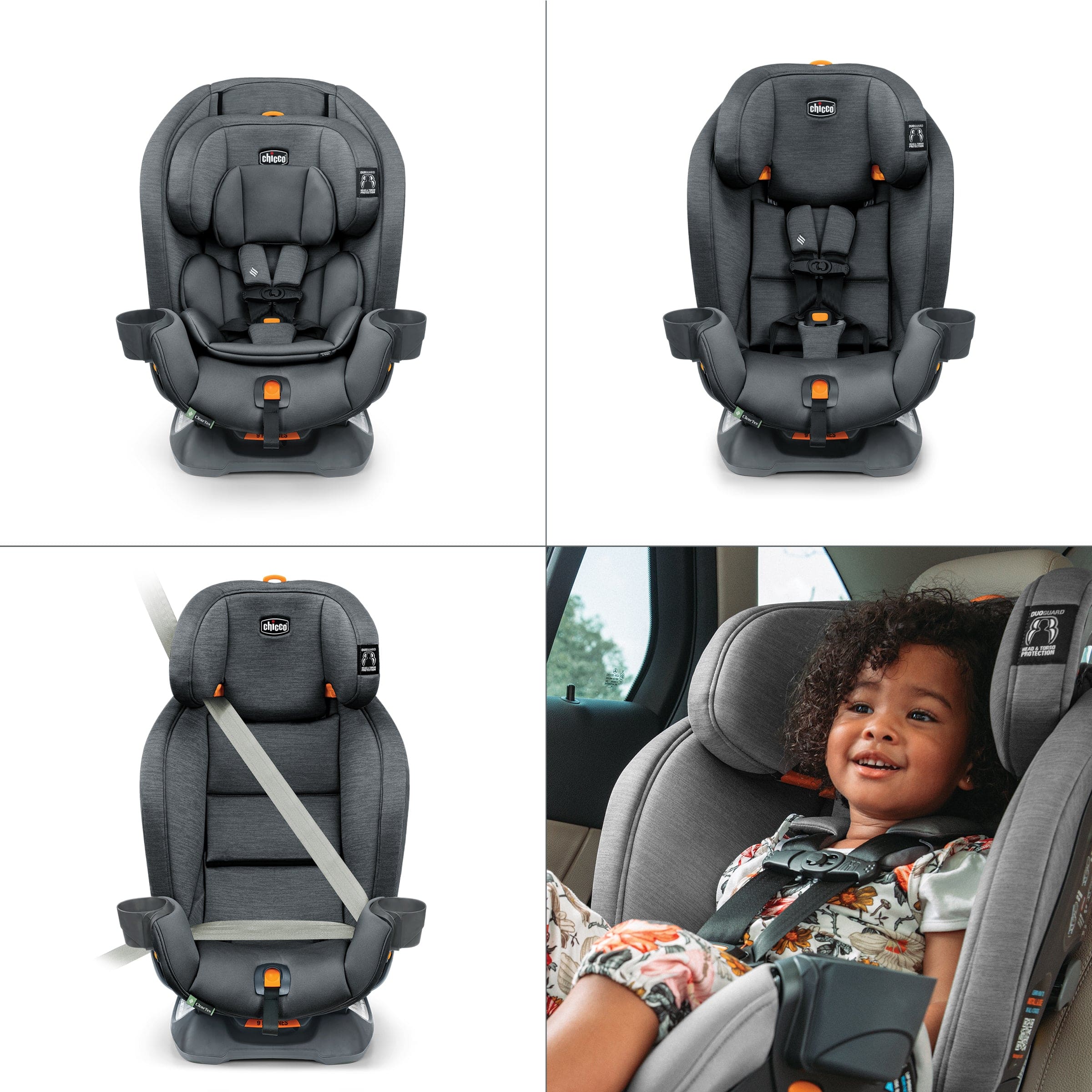 Chicco OneFit ClearTex All-In-One Convertible Car Seat for Infants to Toddlers - Safe & Comfortable for Travel, School & Family Road Trips