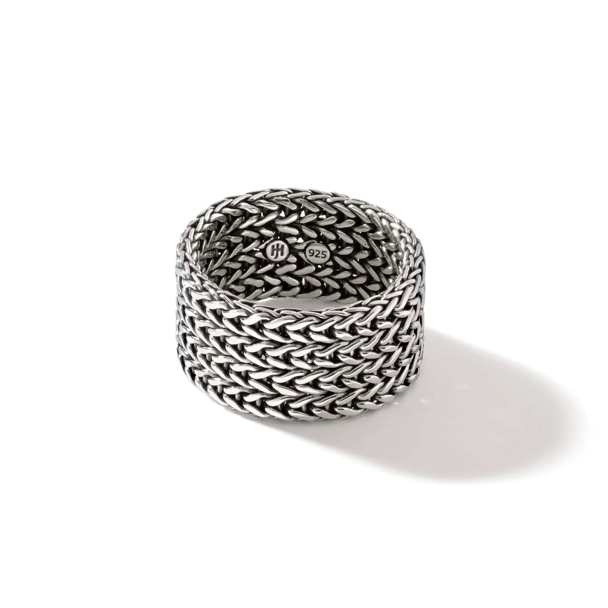 12mm Rata Chain Band Ring for Women - Stainless Steel Stackable Minimalist Ring for Everyday Wear & Layering