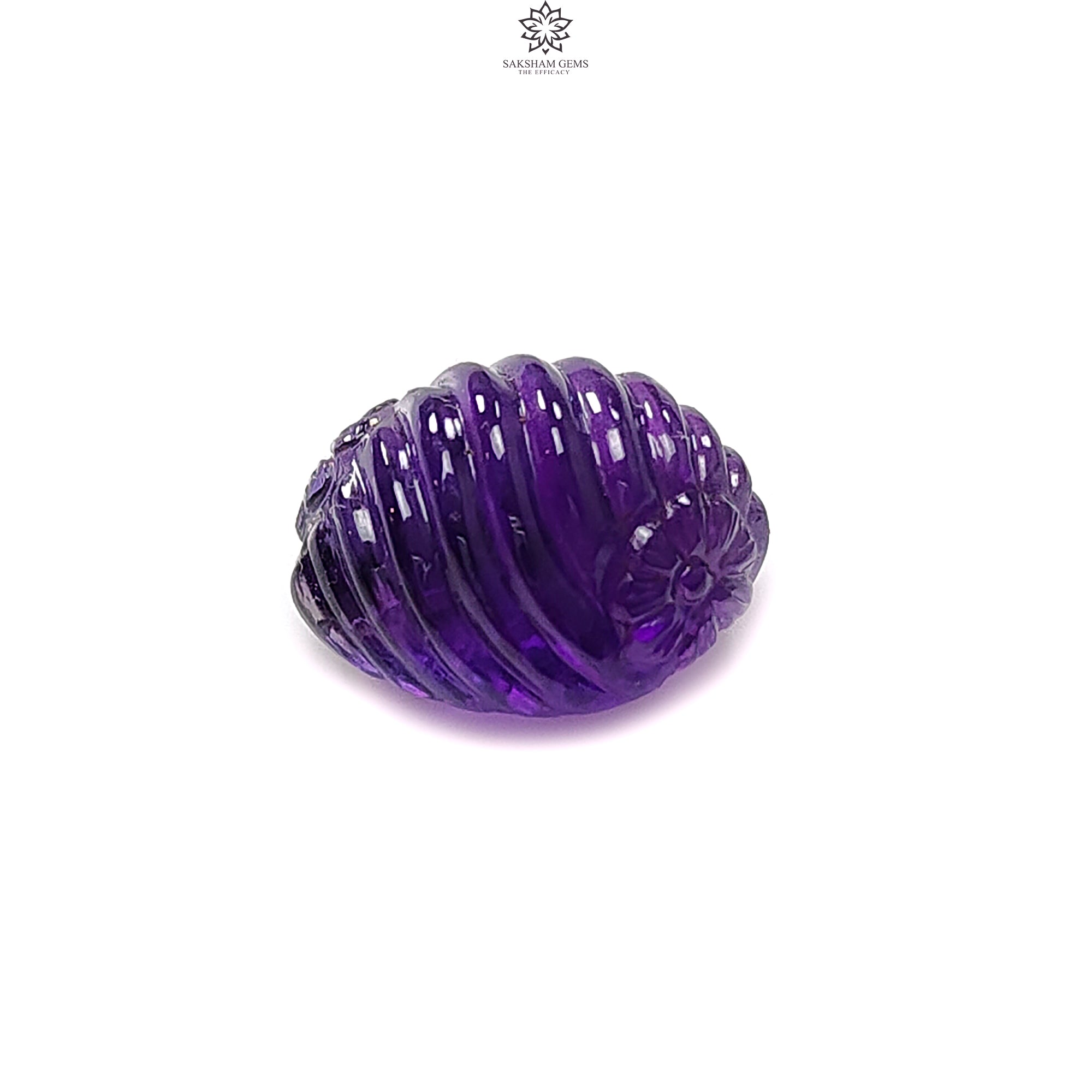 Natural Untreated Amethyst Quartz Gemstone Carving - Handcrafted Oval Purple Amethyst for Jewelry Making, February Birthstone - Perfect for Necklaces, Rings & Spiritual Healing Crystals