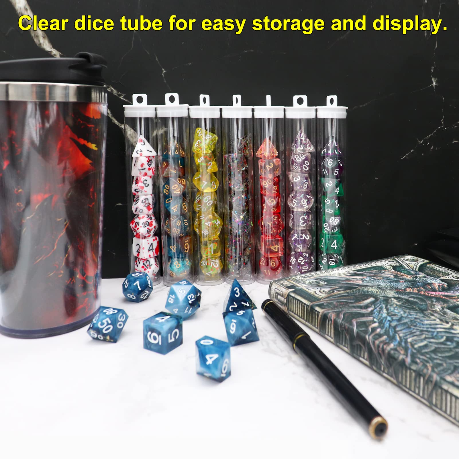 Haxtec 5 Sets Random Polyhedral Dice for D&D, Dungeons & Dragons, Pathfinder RPG - Perfect for Tabletop Gaming, Role-Playing Adventures & Gift Giving