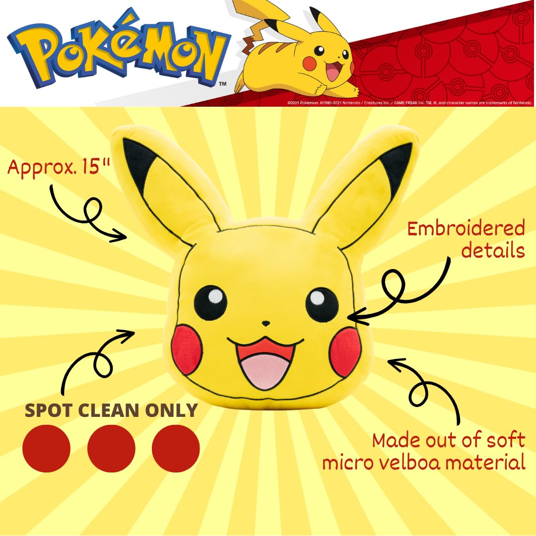 Franco Anime Gaming Bedding Super Soft Cozy Plush Decorative Pillow - Pikachu Design, One Size (18x18 inches) - Perfect for Anime Fans, Gaming Rooms & Home Decor