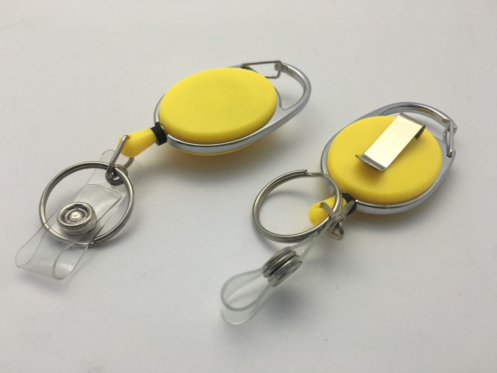 6 Pack Yellow Retractable Key Reel with Keyring & ID Badge Holder - Durable Keychain Organizer for Work, Home, Office & School Use