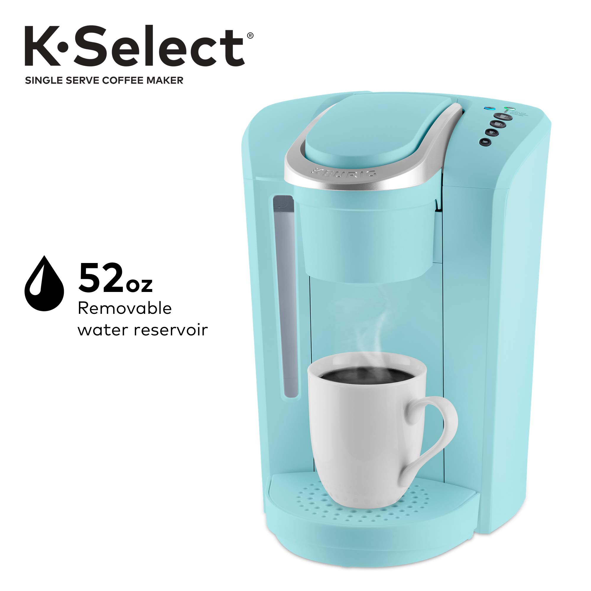 Keurig K-Select Single-Serve K-Cup Pod Coffee Maker - Brews Hot & Iced Coffee, Tea, Cocoa - Compact for Home, Office & Dorm Use - Oasis Design - Perfect for Morning Brews & Quick Refreshments