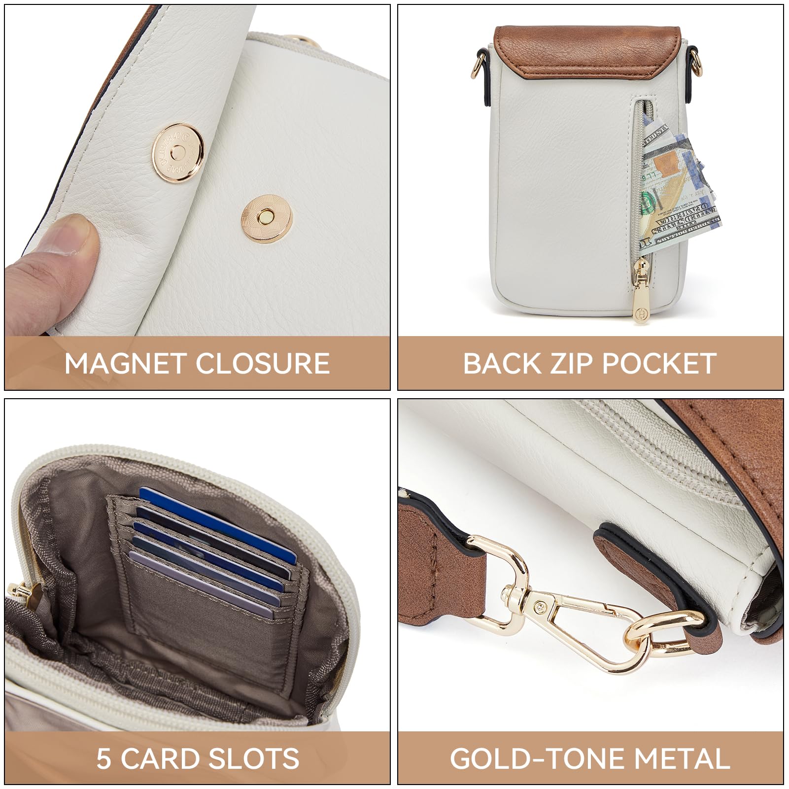 BOSTANTEN Women's Small Crossbody Bag Leather Phone Purse with Card Slots - Stylish Wallet Handbag for Everyday Use, Travel & Shopping