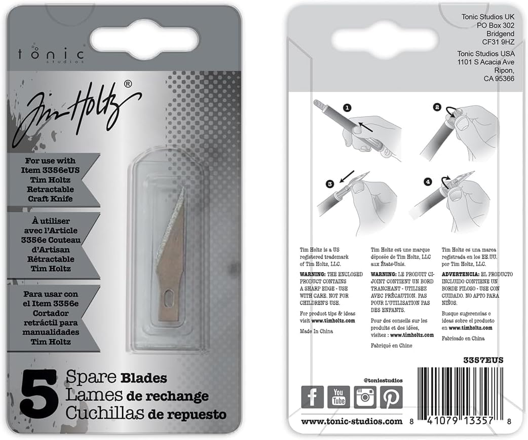 3356E Craft Knife Refill Blades - Precision Replacement Blades for Art, Scrapbooking & DIY Projects