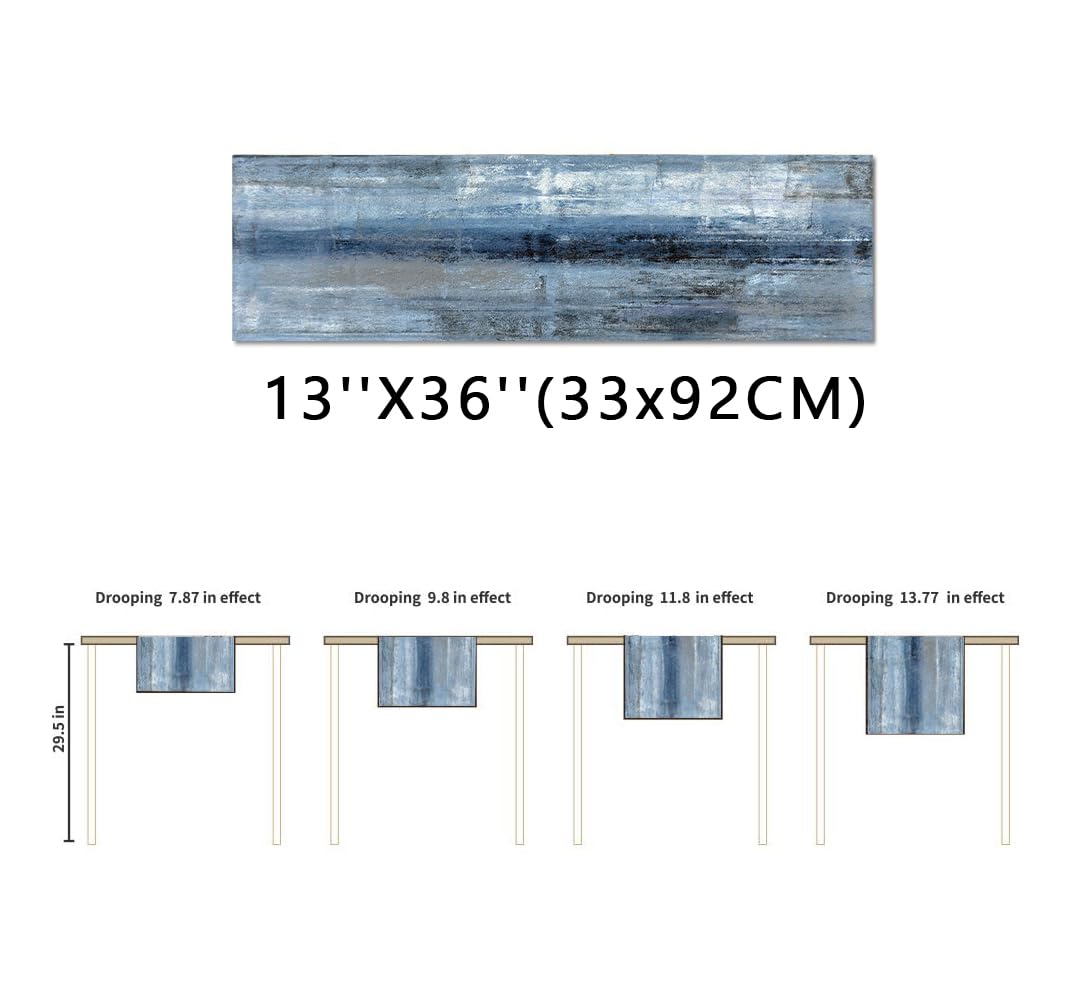 Modern Blue Grey Linen Table Runner - Farmhouse Rustic Style 13