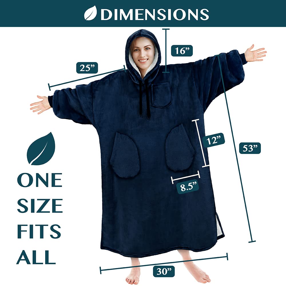 PAVILIA Wearable Blanket Hoodie for Women & Men - Sherpa Fleece Oversized Sweatshirt with Hood - Cozy Hooded Blanket Sweater for Lounge, Camping & Movie Nights