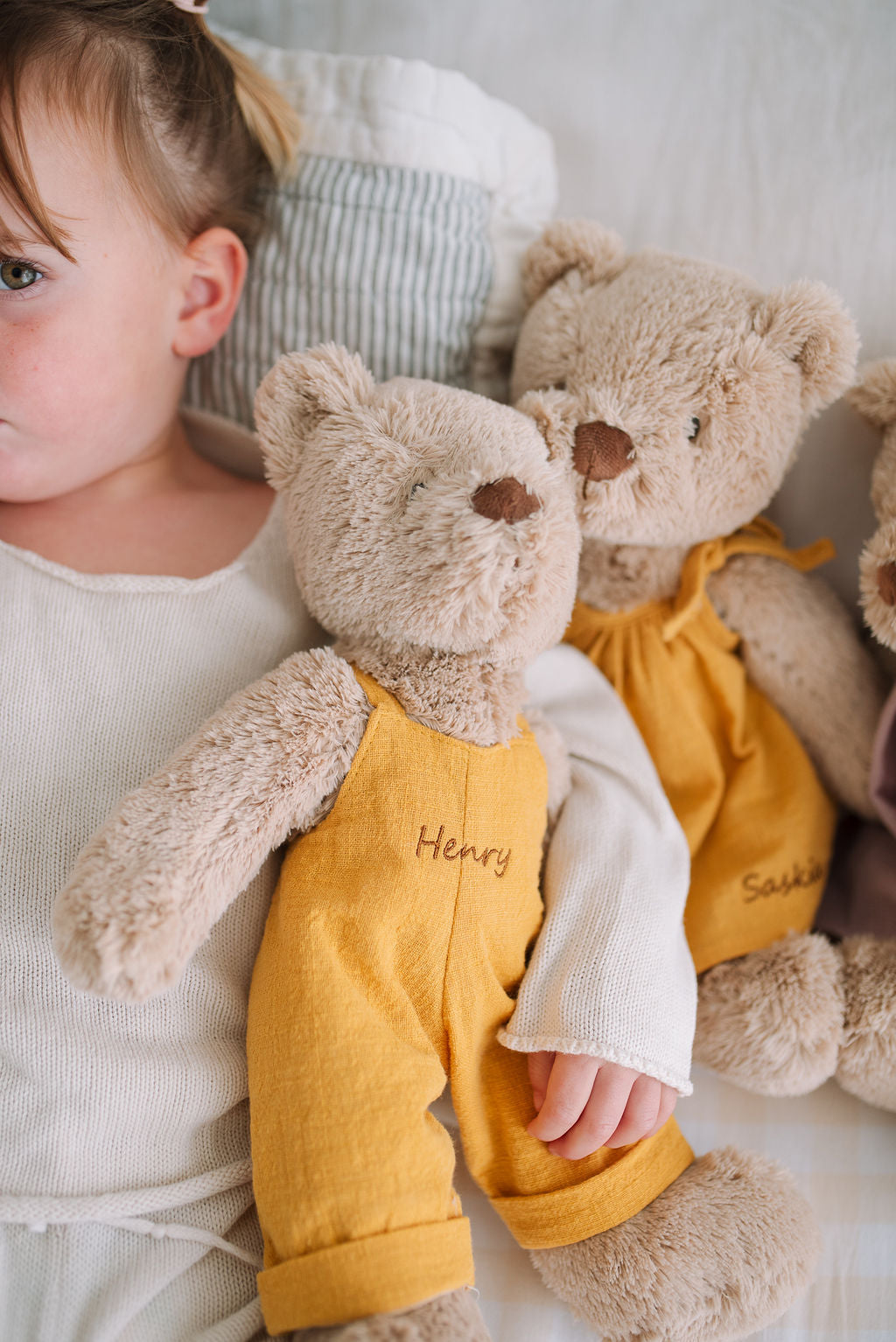 Personalized Honey Bear Overalls for Baby & Toddler - Mustard Yellow Jumpsuit - Cute & Comfortable Outfit for Photo Shoots, Birthday Parties & Everyday Wear