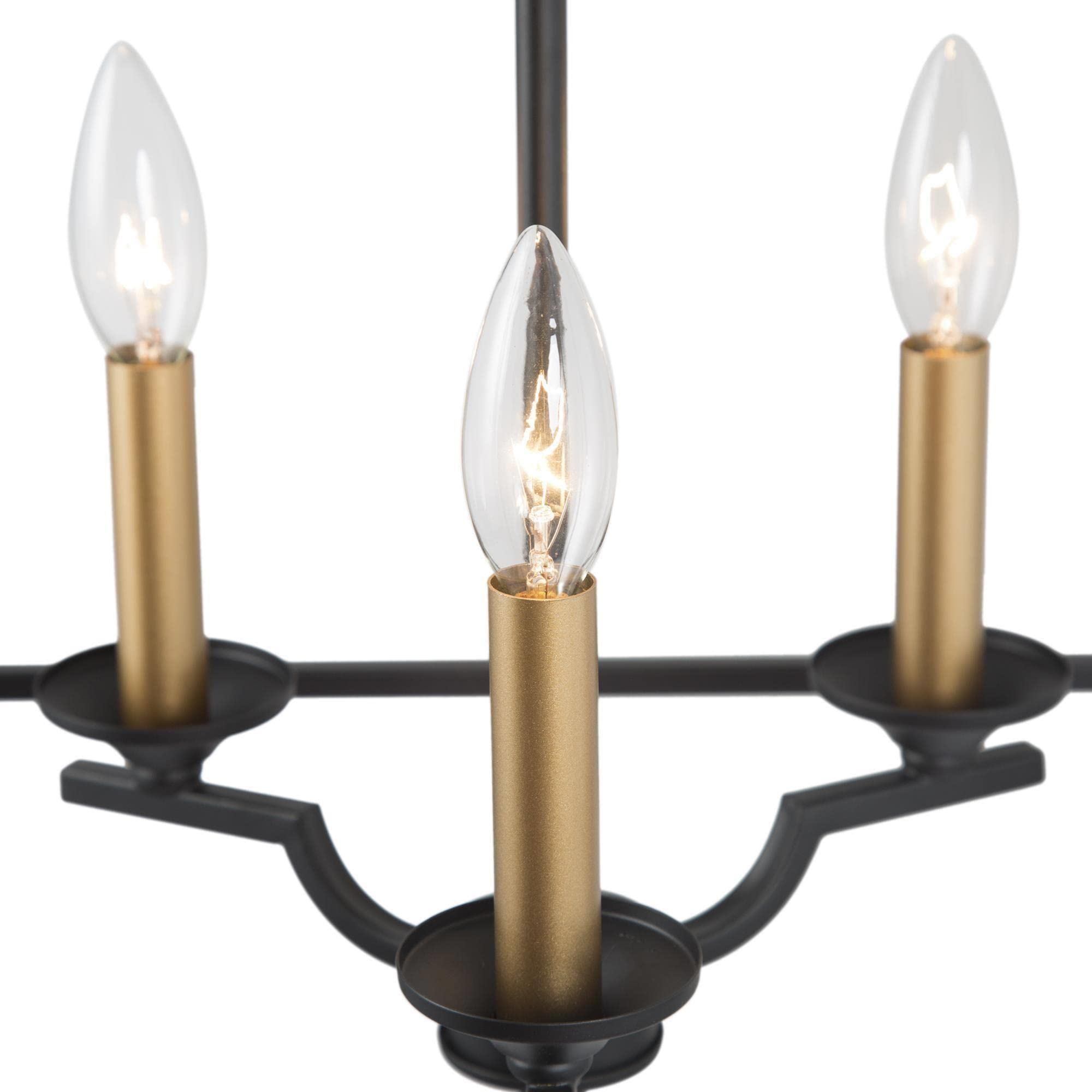 Modern Black Chandelier with Gold Square Lantern - 3-Light Fixture for Dining Room, Bedroom, Living Room, Entryway & Kitchen Island - Elegant Large Ceiling Light for Home Decor & Interior Design