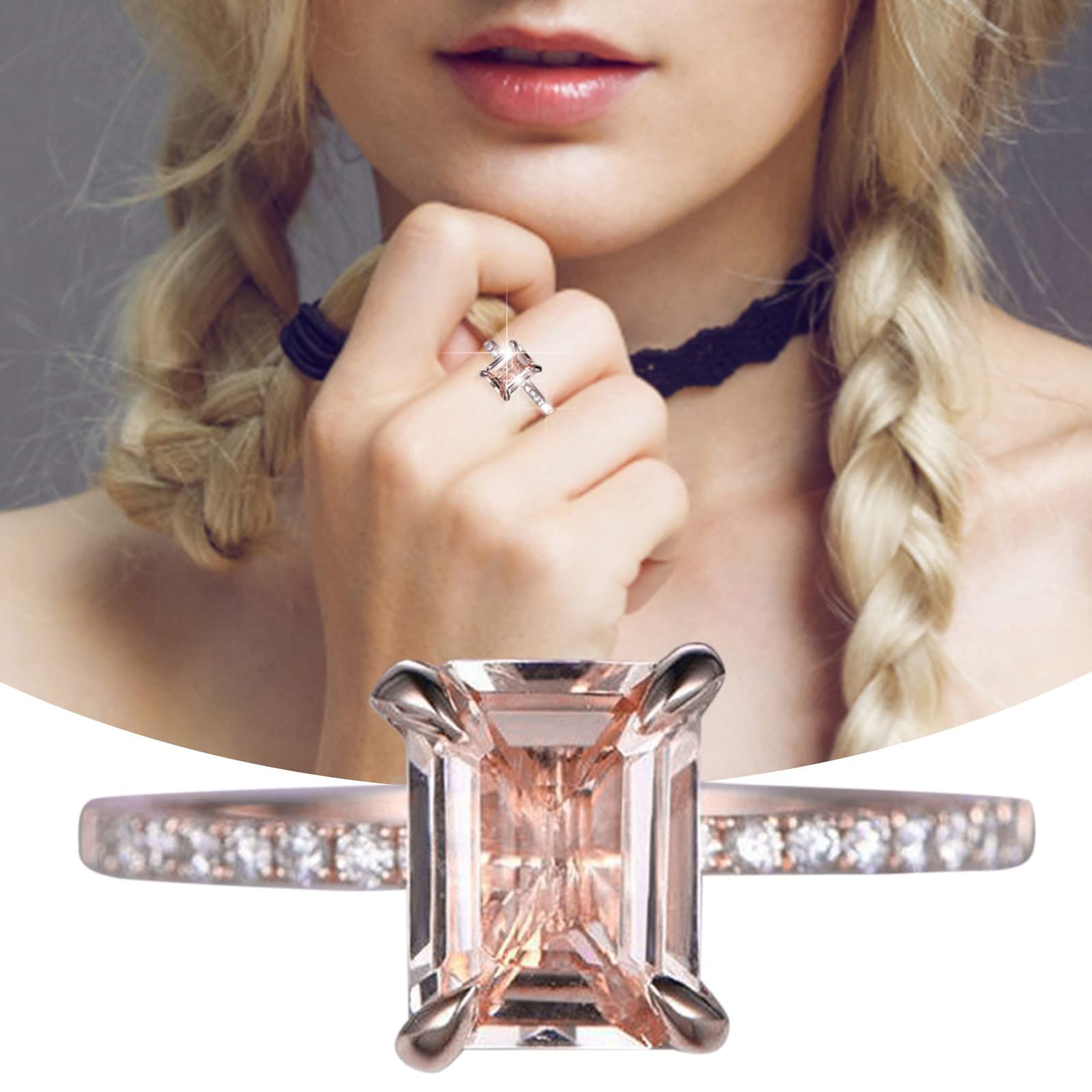 Elegant Stackable Diamond Square Rings for Women - Dainty Geometry Rhinestone Band Rings Size 5-12 - Perfect Promise, Bridal, Christmas & Birthday Gifts - Ideal for Everyday Wear, Date Nights & Special Occasions