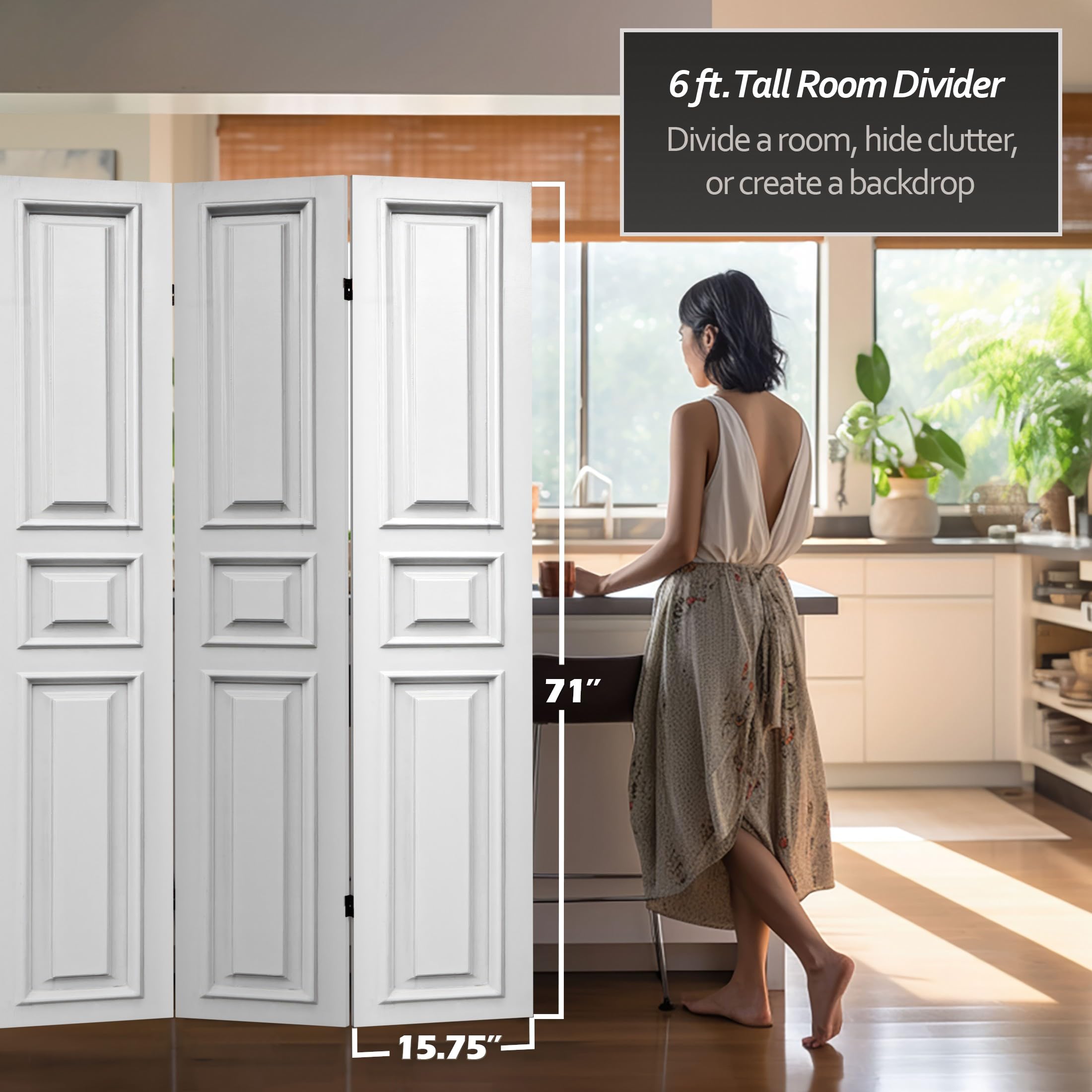6 ft Tall Red Lantern Double-Sided Door Print Canvas Room Divider - White Door Design for Home Decor, Office Partition & Wedding Backdrop