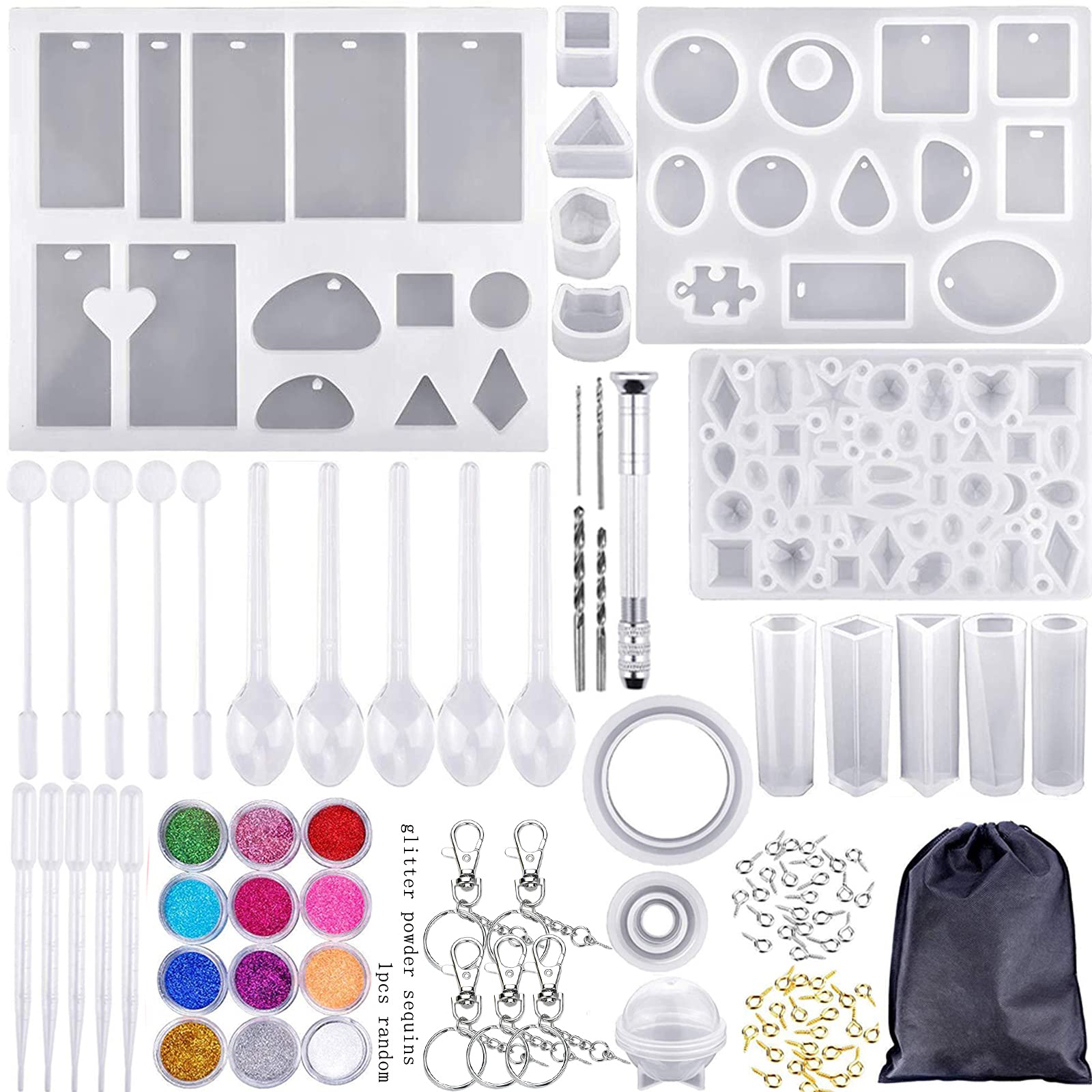88 Pcs DIY Silicone Jewelry Casting Molds and Tools Set for Resin Pendant Craft Making - Includes Storage Bag | Perfect for DIY Jewelry Making, Resin Art Projects, and Handmade Gifts