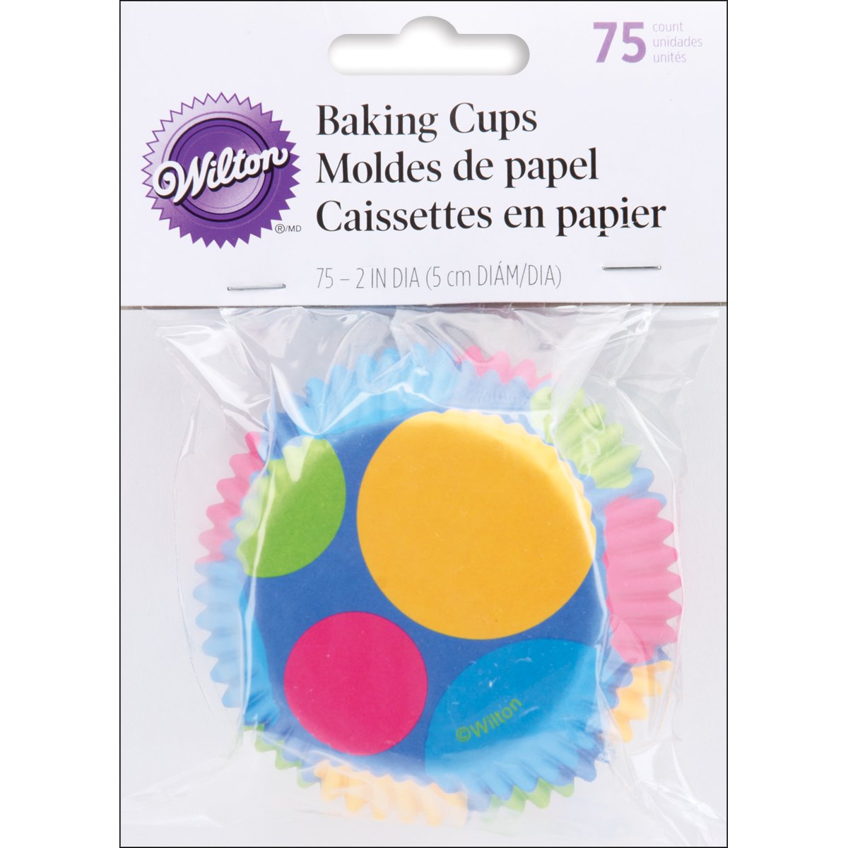 Wilton Baking Cups - Retro Dots Standard Size (75 Count) - Multicolor Cupcake Liners for Baking, Parties & Home Decor