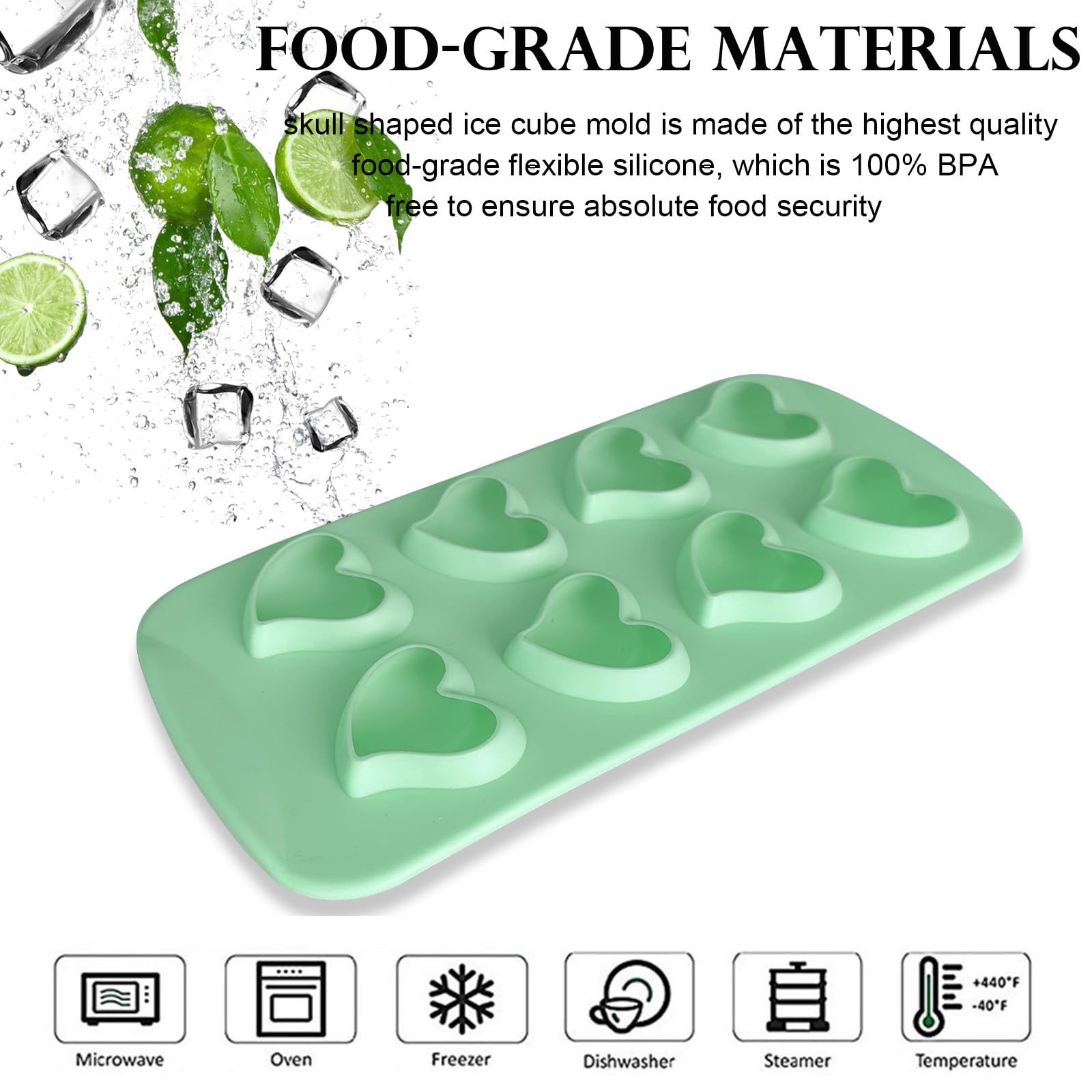 3-Pack Silicone Ice Cube Trays - Peach Heart Shaped Molds for Whiskey, Cocktails, Beverages, Pudding & Chocolate - Perfect for Parties, Home Bars & Kitchen Use