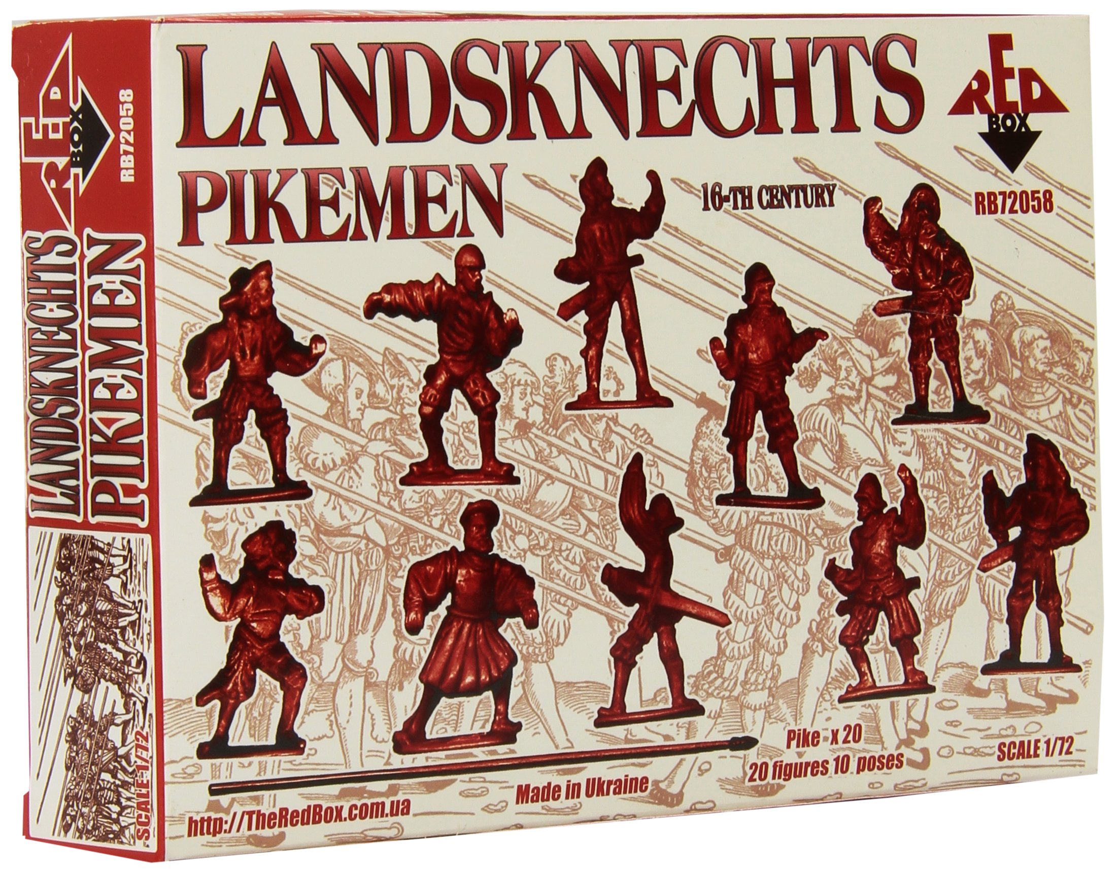 16th Century Landsknecht Pikemen Miniature Figures - 1/72 Scale (20 Pieces) - Perfect for Wargaming, Historical Dioramas & Tabletop Strategy Games