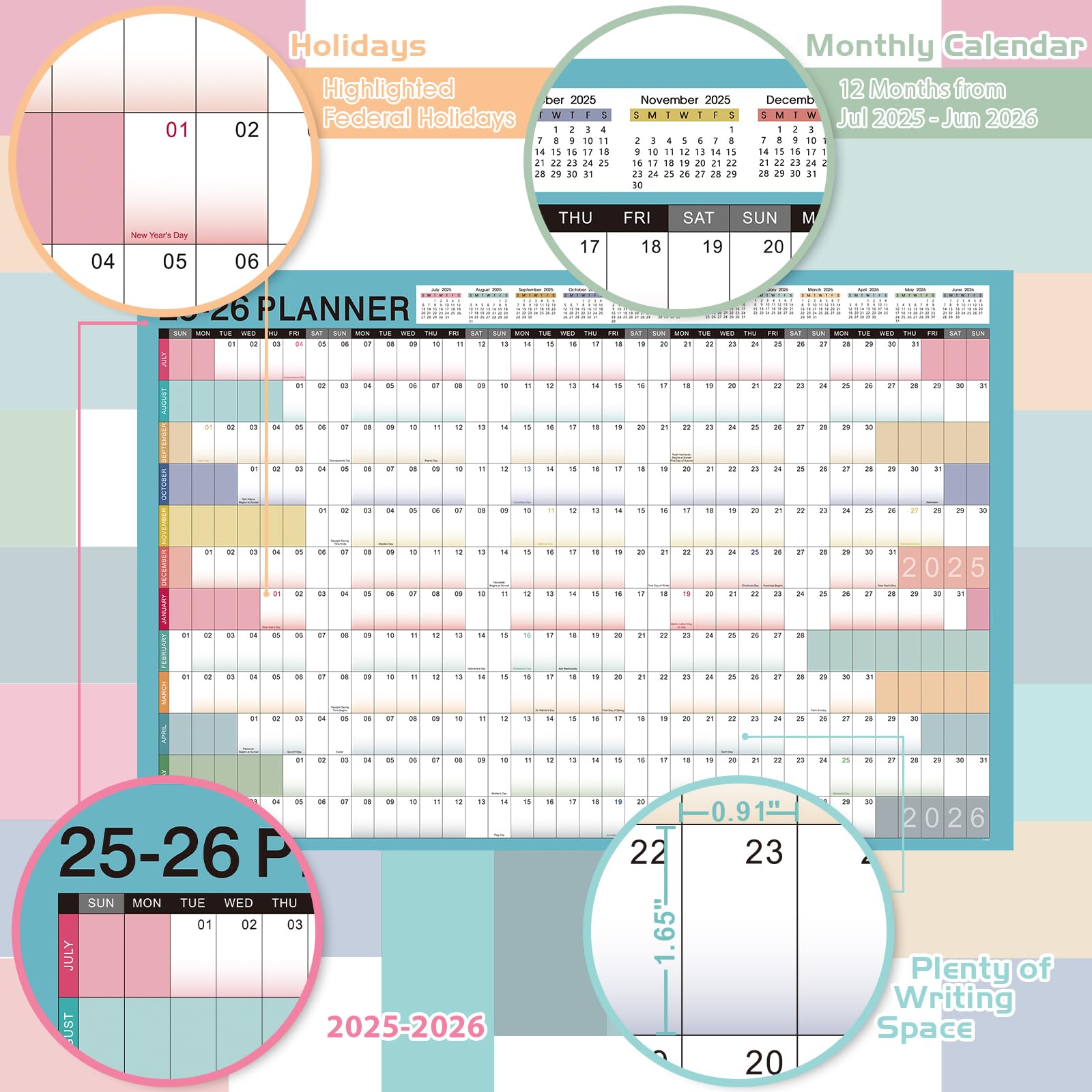 2025-2026 Large Wall Calendar with Julian Dates | 23.1