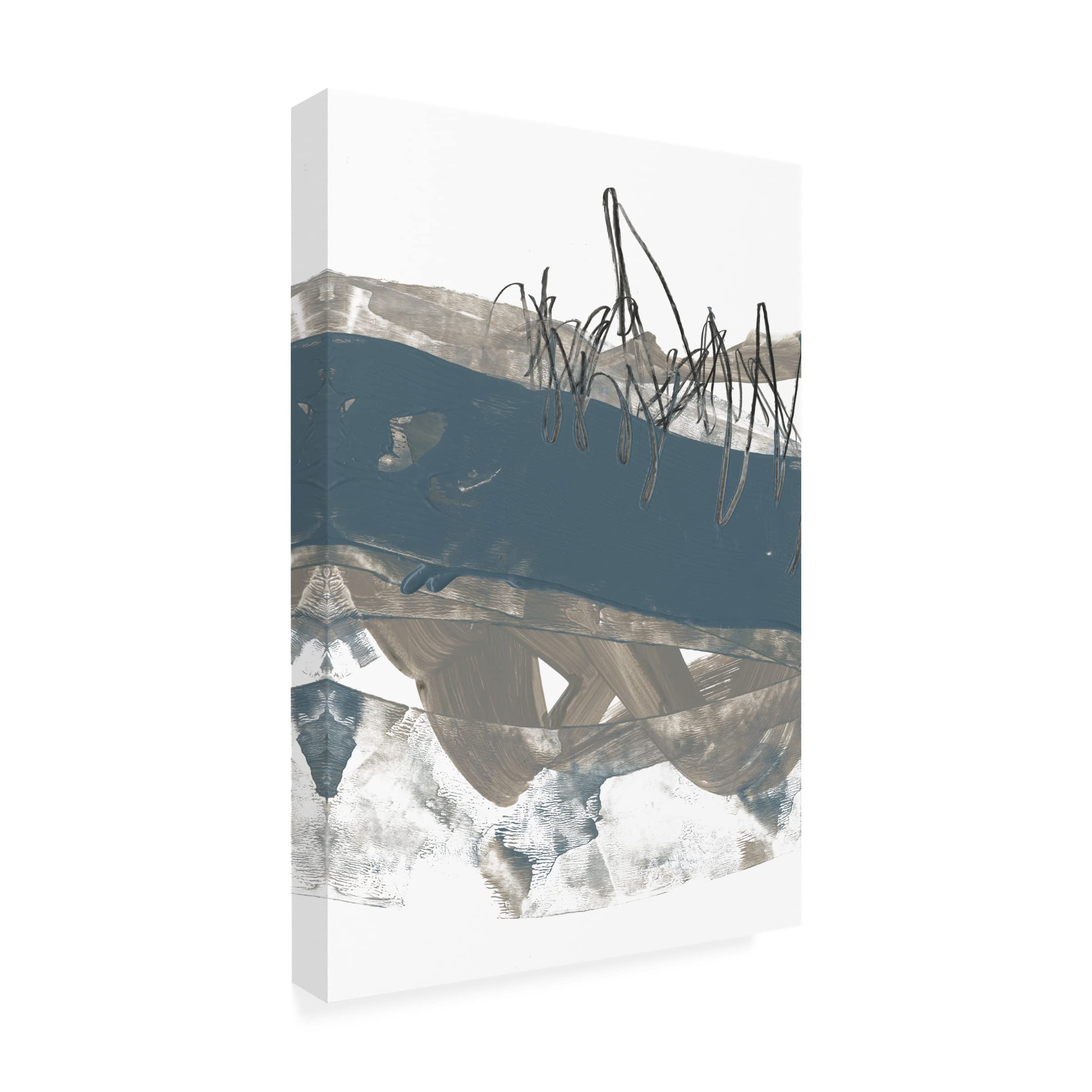 Jennifer Goldberger 'Blue and Grey Swipe II' Canvas Art Print - 16x24 Inches Modern Abstract Wall Decor for Living Room, Bedroom & Office | Trademark Fine Art Collection