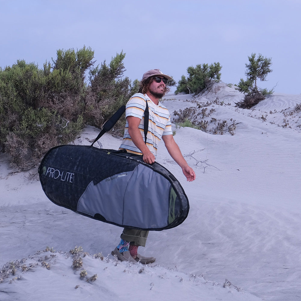 **Rhino Pro Lite Travel Surfboard Bag 6'0 to 7'6 - Waterproof & Padded Protection for 1-2 Boards (Fish/Hybrid/Big Short) - Perfect for Surf Trips & Air Travel**