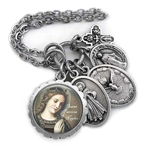 St. Patricia of Naples Keychain, Necklace or Clip - Patron Saint Confirmation Gift for Catholics - Religious Jewelry for Women & Men - Perfect for Baptism, First Communion & Spiritual Protection