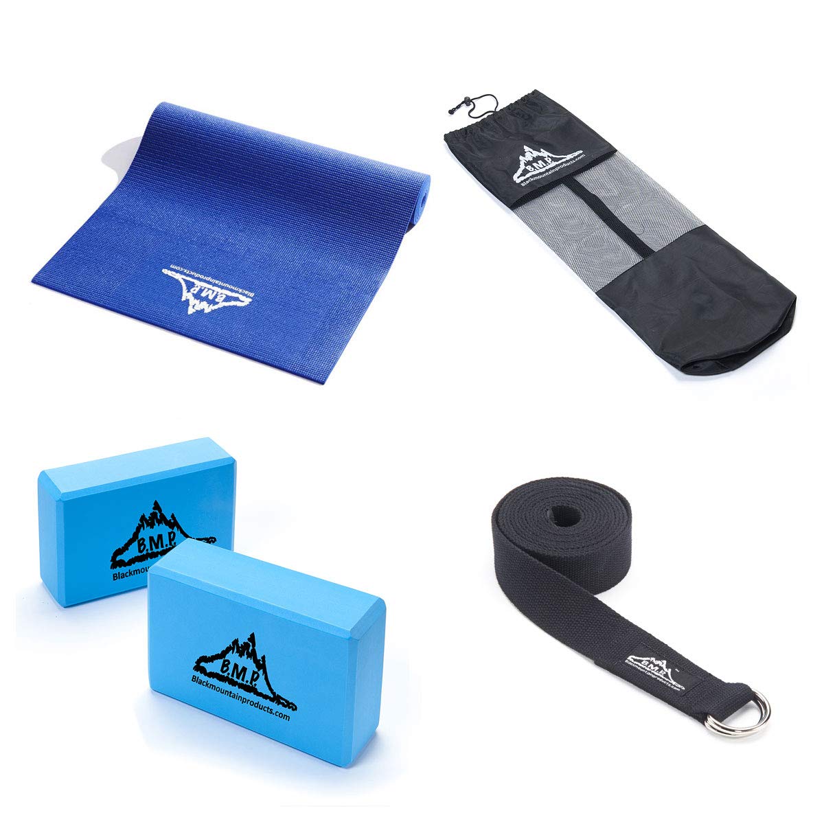 Black Mountain Products Yoga Starter Kit - Complete Set for Beginners with Mat, Blocks, Strap & Bag | Perfect for Home, Studio & Travel Yoga Practice